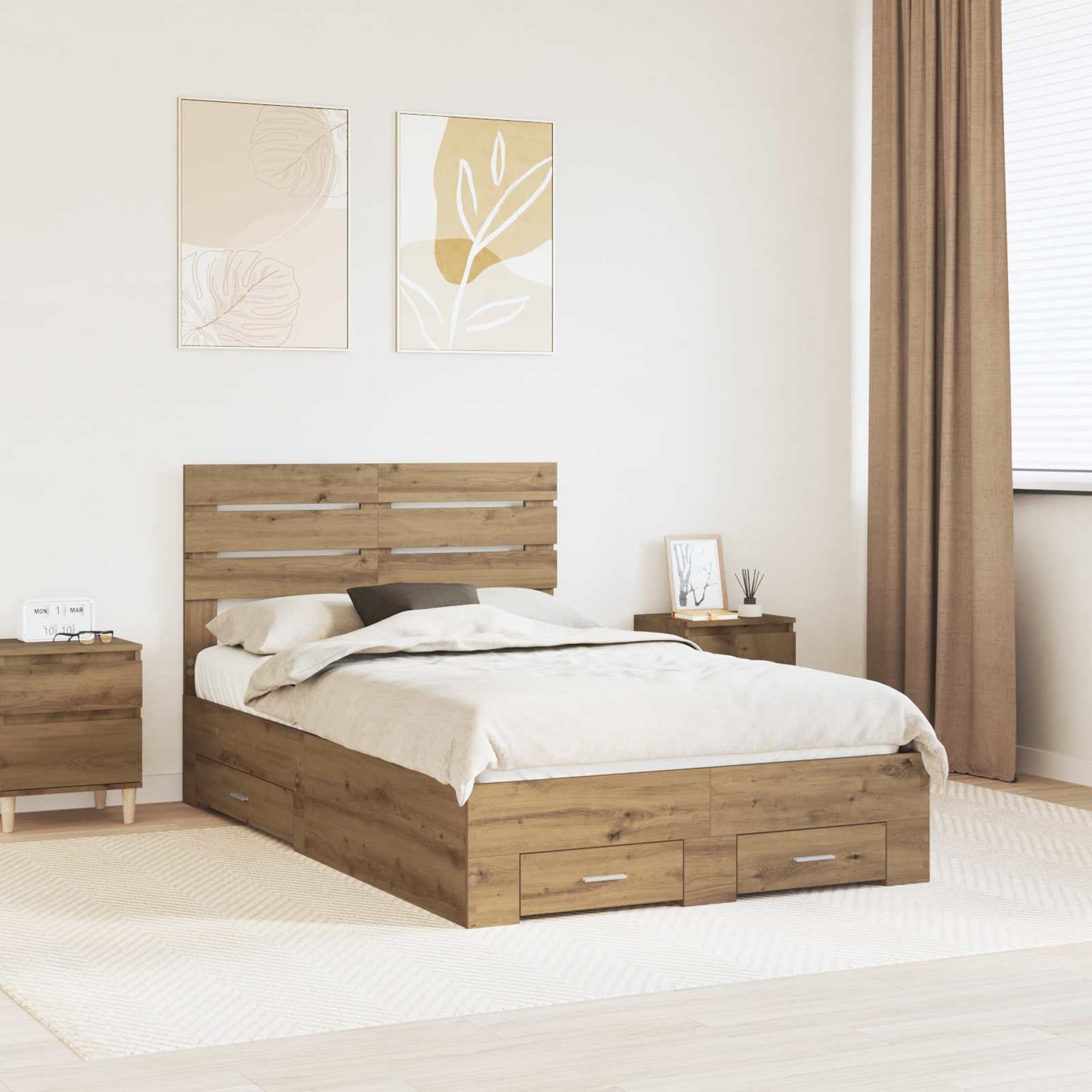 Bedframe met lade met hoofdeinde met opslag Bewerkt hout is nu te koop bij PeponiXL, paradijselijk wonen!