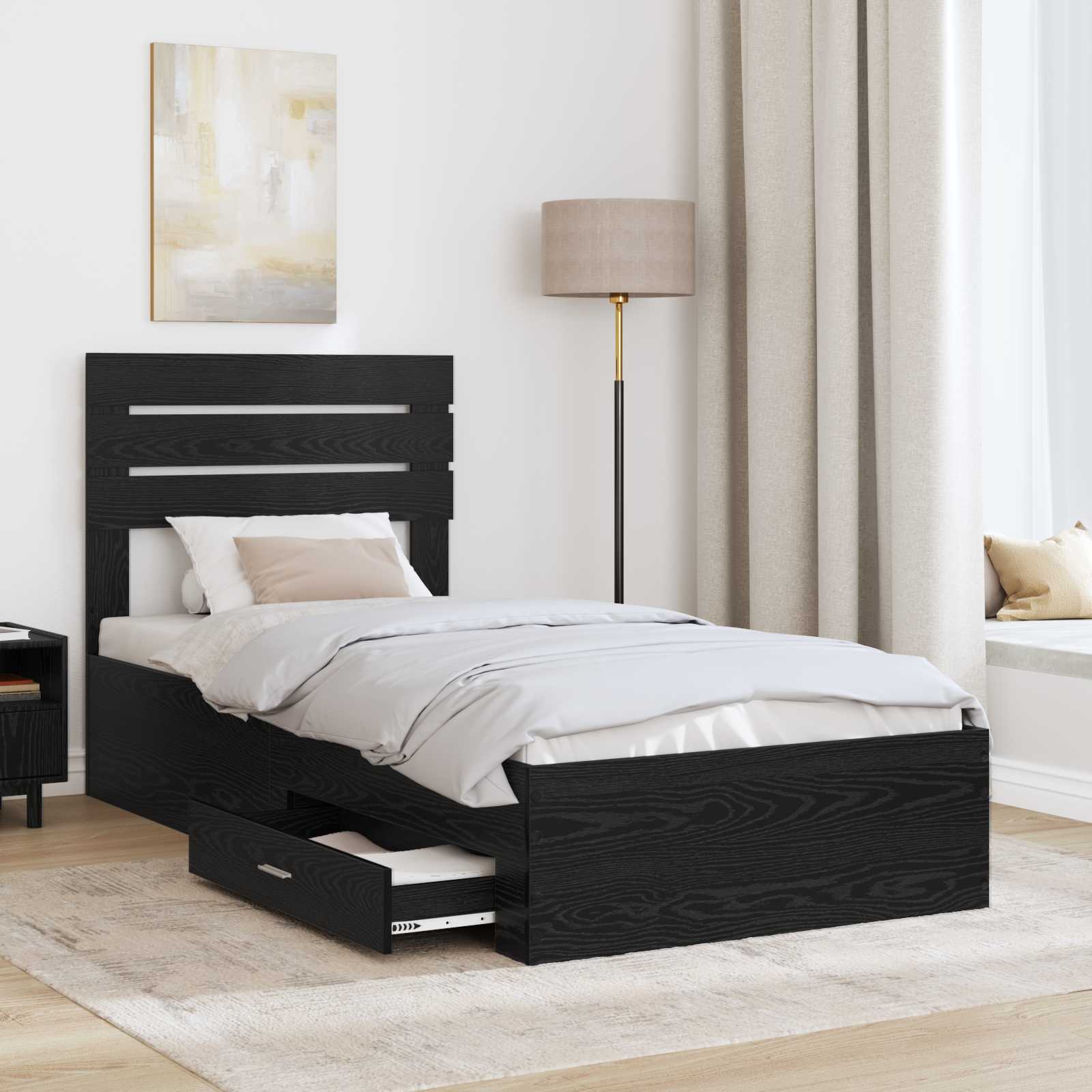 Bedframe met lade met hoofdeinde met opslag Bewerkt hout is nu te koop bij PeponiXL, paradijselijk wonen!
