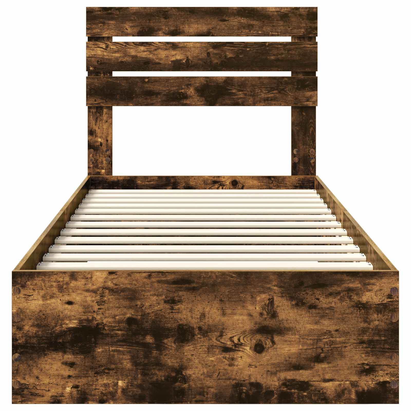 Bedframe met hoofdeinde Gerookt eiken 100 x 200 cm Bewerkt hout is nu te koop bij PeponiXL, paradijselijk wonen!
