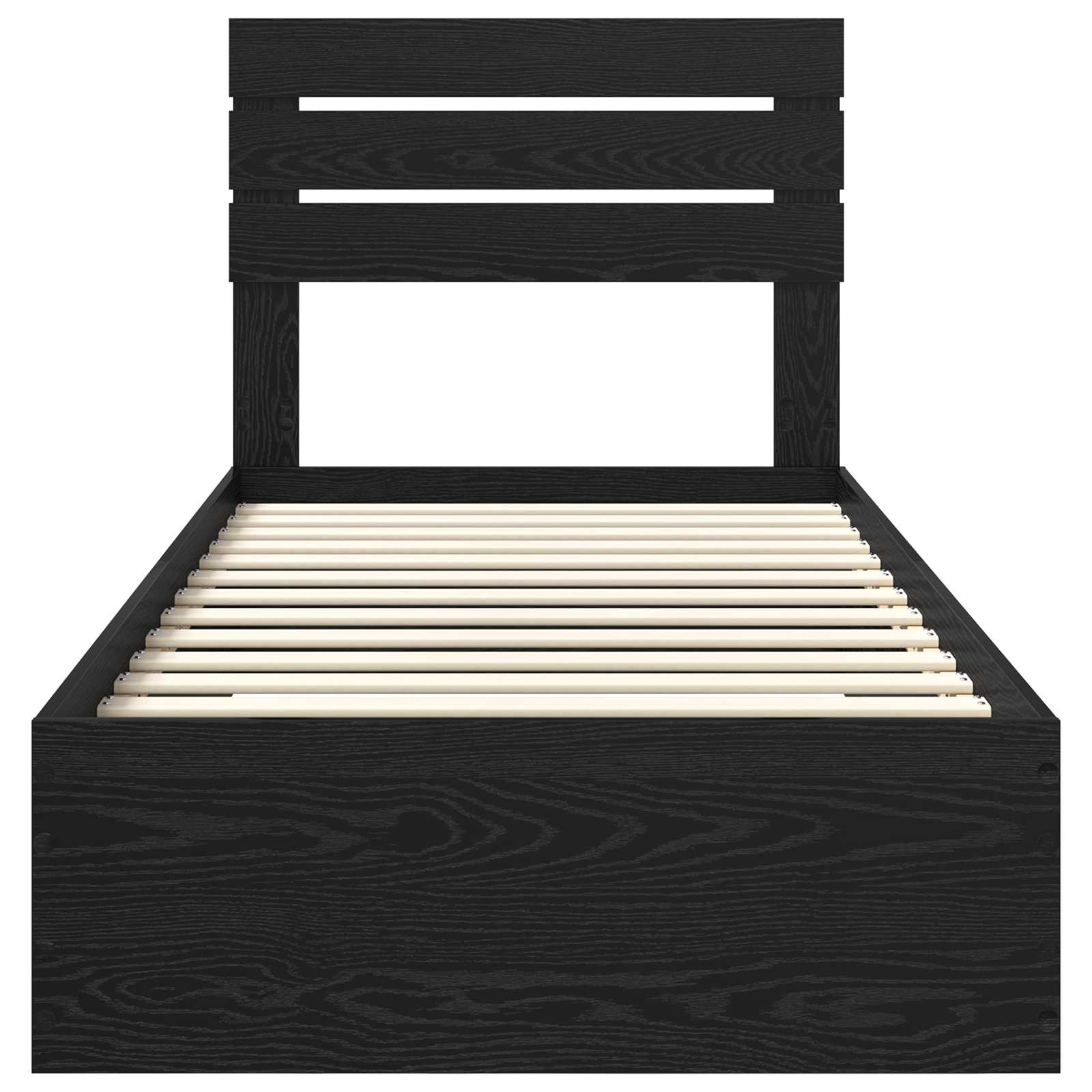 Bedframe met hoofdeinde Zwart Eiken 90 x 200 cm Bewerkt hout is nu te koop bij PeponiXL, paradijselijk wonen!