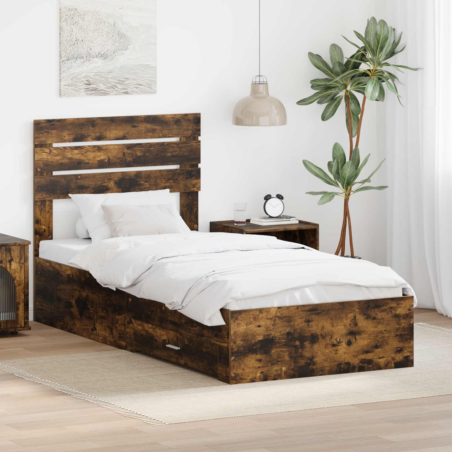Bedframe met lade met hoofdeinde met opslag Bewerkt hout is nu te koop bij PeponiXL, paradijselijk wonen!