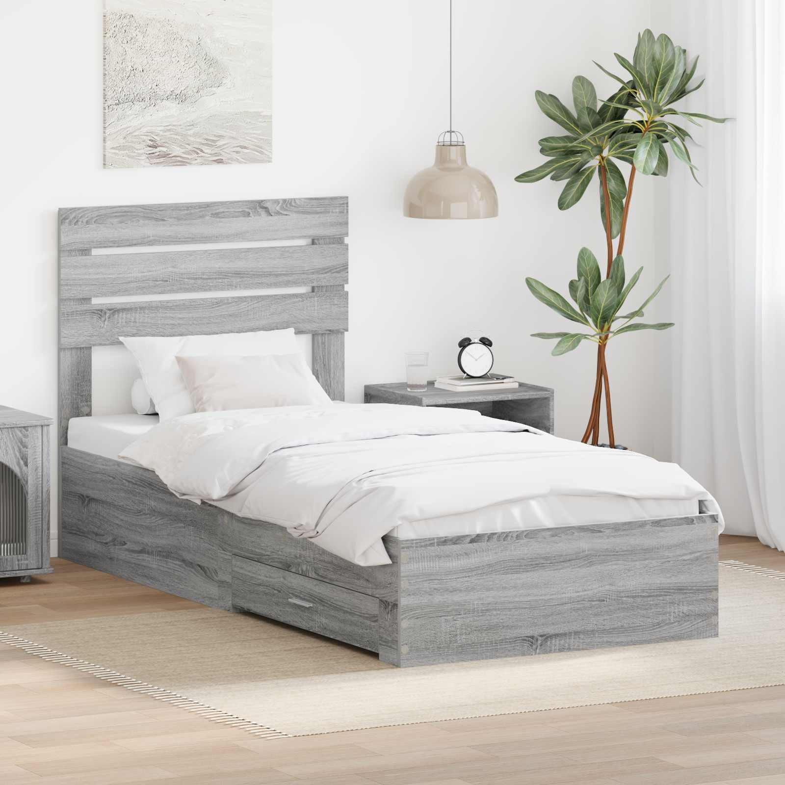 Bedframe met lade met hoofdeinde met opslag Bewerkt hout is nu te koop bij PeponiXL, paradijselijk wonen!