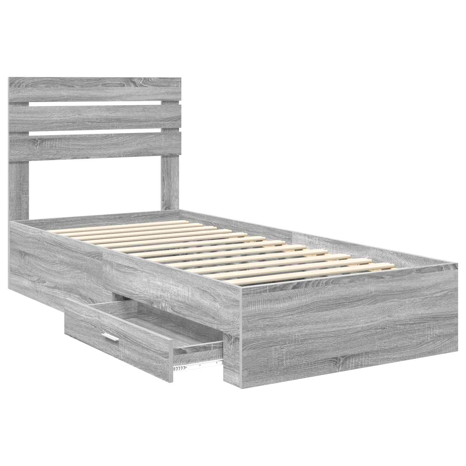 Bedframe met lade met hoofdeinde met opslag Bewerkt hout is nu te koop bij PeponiXL, paradijselijk wonen!