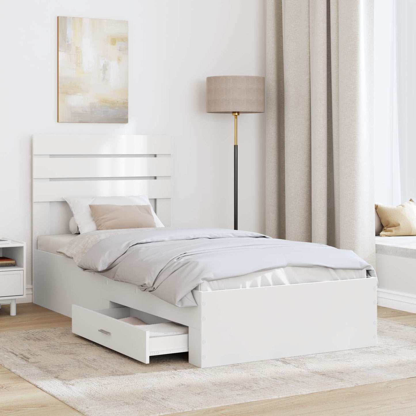 Bedframe met lade met hoofdeinde met opslag Bewerkt hout is nu te koop bij PeponiXL, paradijselijk wonen!