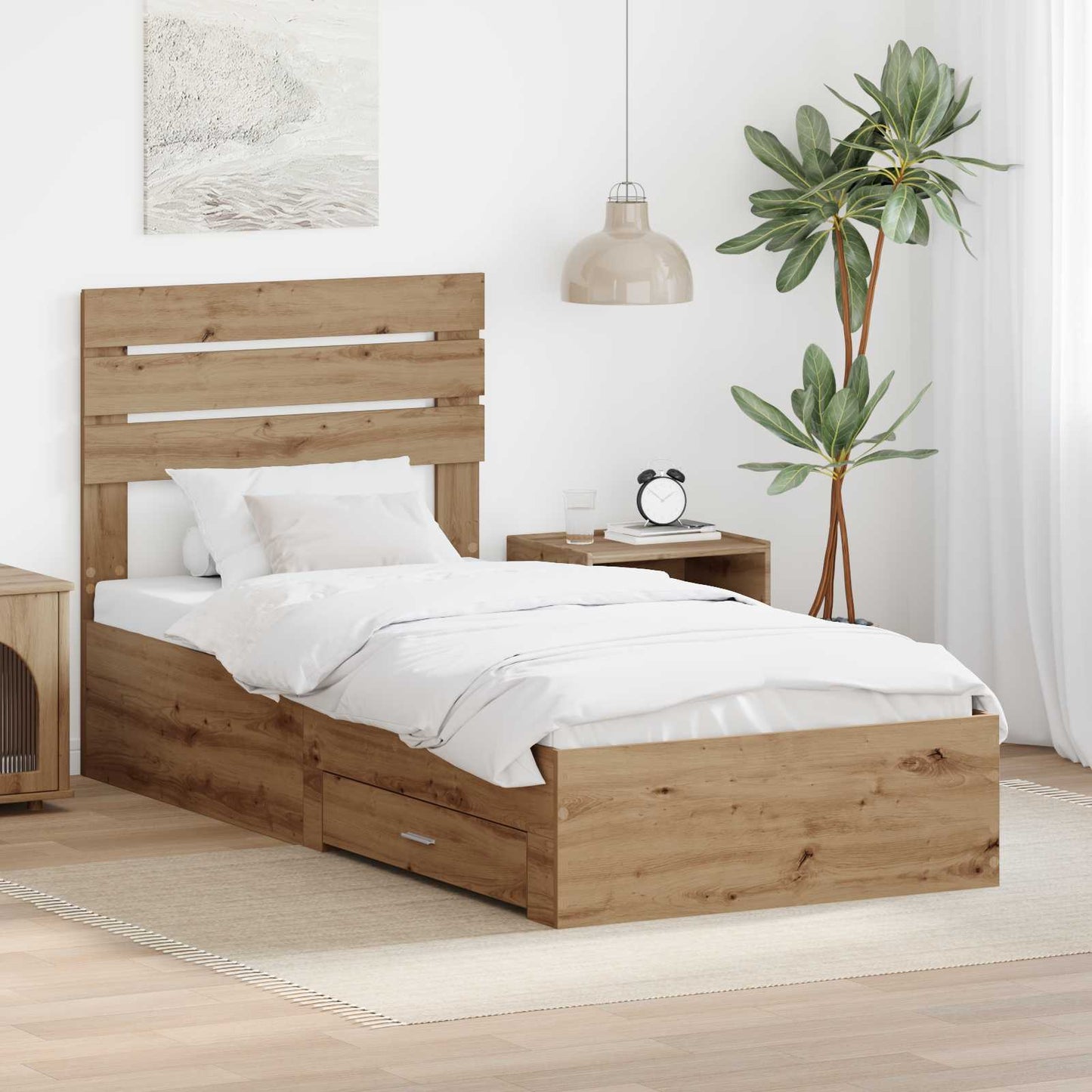 Bedframe met lade met hoofdeinde met opslag Bewerkt hout is nu te koop bij PeponiXL, paradijselijk wonen!