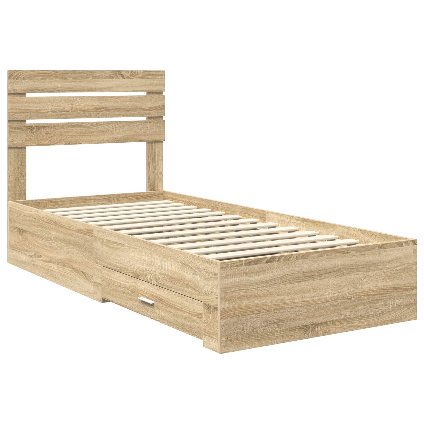 Bedframe Sonoma Eiken en Zilver 75 x 190 cm Bewerkt hout is nu te koop bij PeponiXL, paradijselijk wonen!