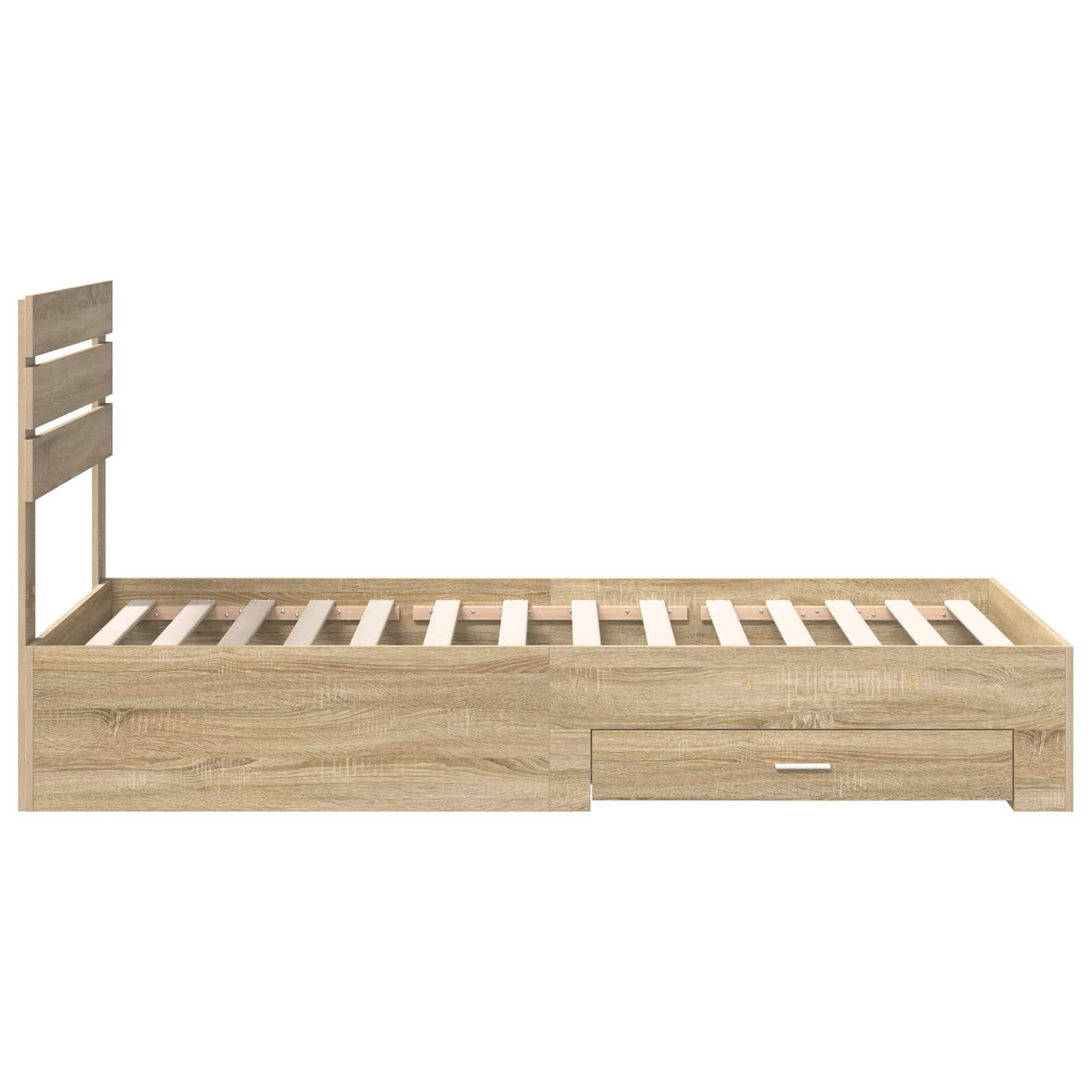 Bedframe Sonoma Eiken en Zilver 75 x 190 cm Bewerkt hout is nu te koop bij PeponiXL, paradijselijk wonen!