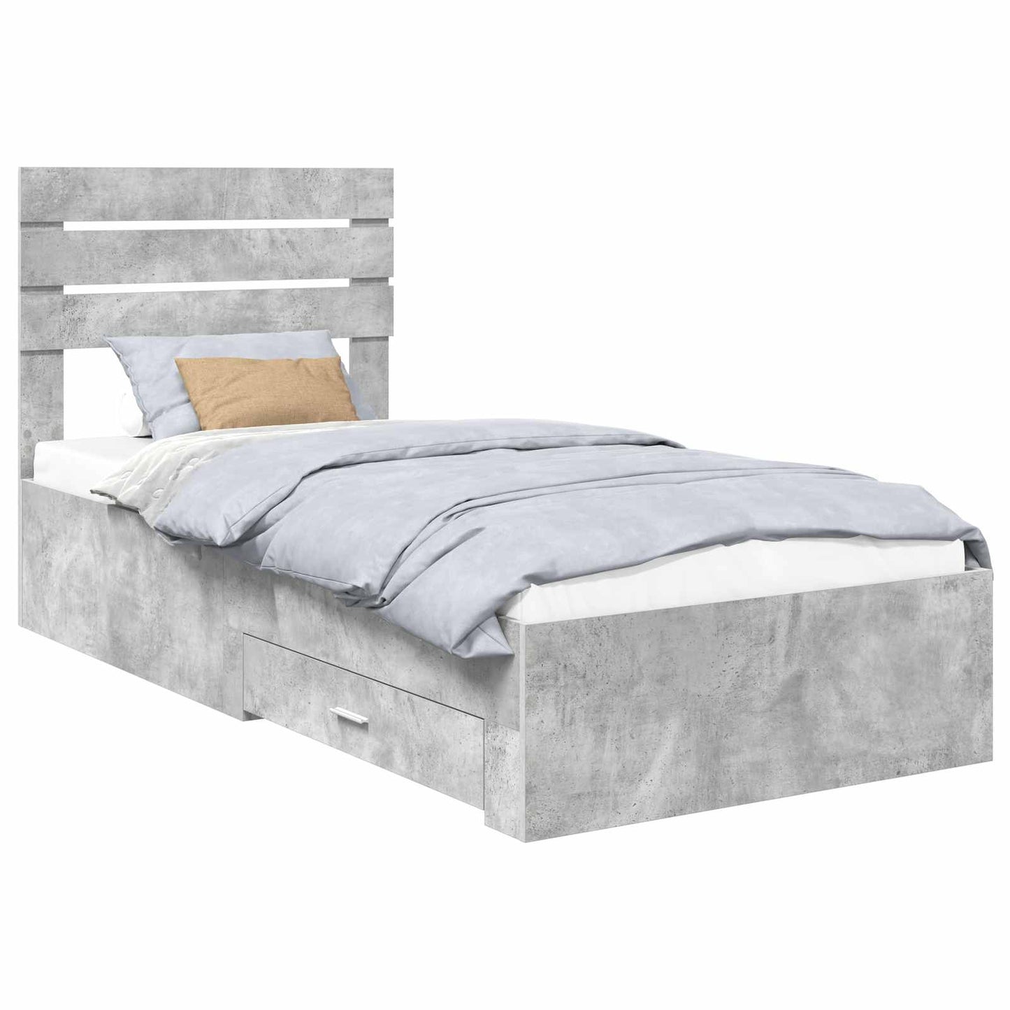 Bedframe Beton Grijs en Zilver 70 x 190 cm Bewerkt hout is nu te koop bij PeponiXL, paradijselijk wonen!