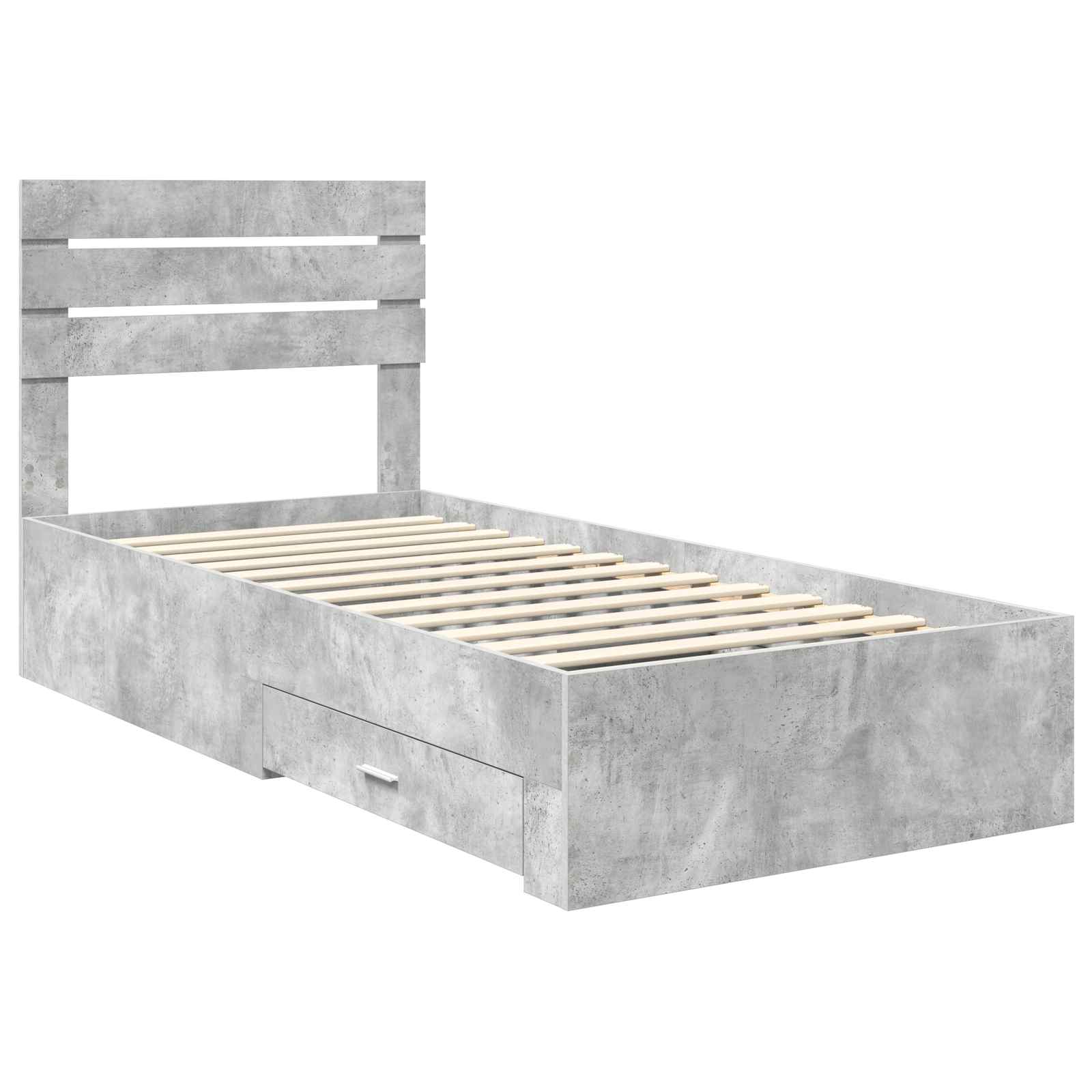 Bedframe Beton Grijs en Zilver 70 x 190 cm Bewerkt hout is nu te koop bij PeponiXL, paradijselijk wonen!