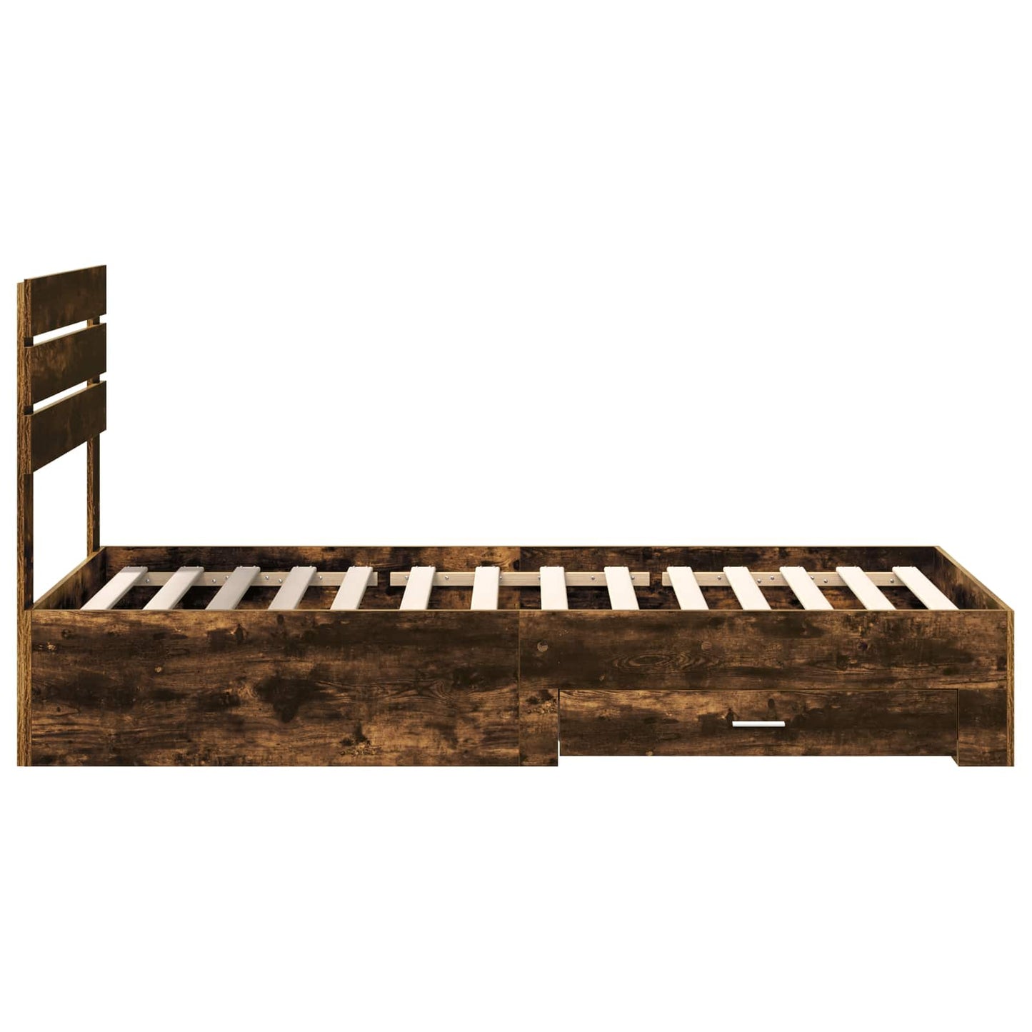 Bedframe Gerookt Eiken en Zilver 75 x 190 cm Bewerkt hout is nu te koop bij PeponiXL, paradijselijk wonen!