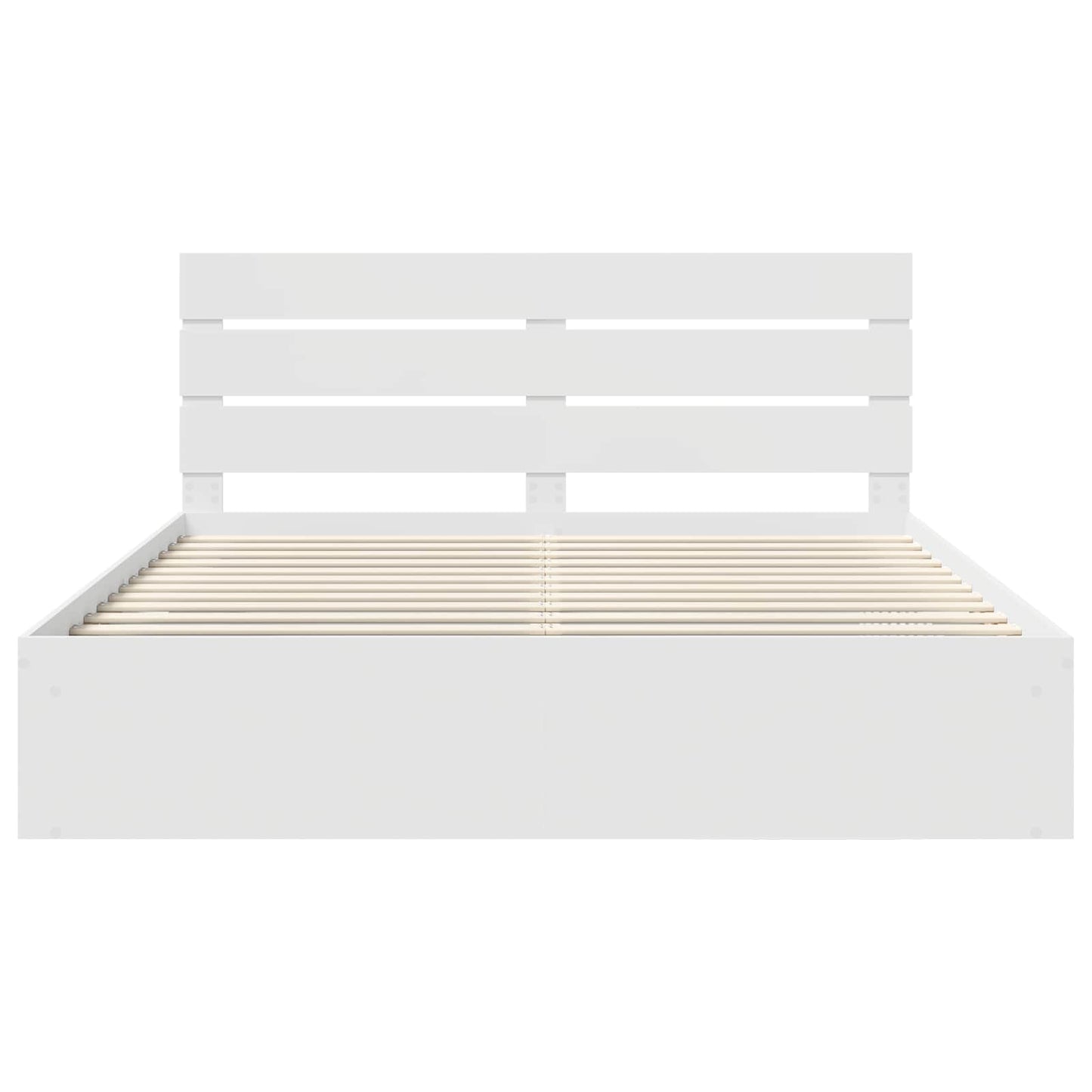 Bedframe met hoofdeinde Wit 200 x 200 cm Massief grenenhout is nu te koop bij PeponiXL, paradijselijk wonen!