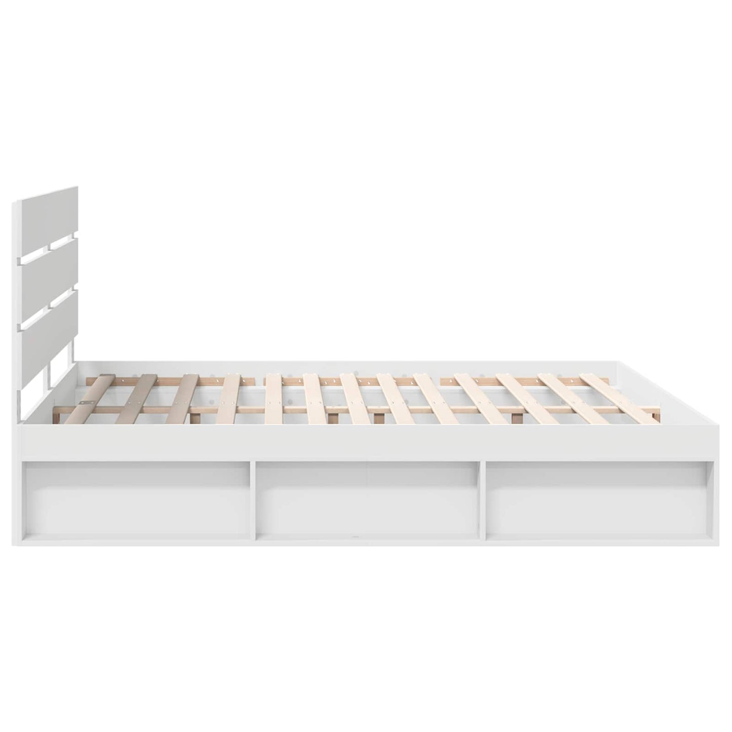 Bedframe met hoofdeinde Wit 200 x 200 cm Massief grenenhout is nu te koop bij PeponiXL, paradijselijk wonen!