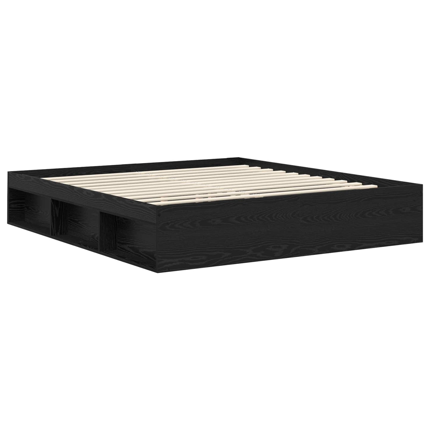 Bedframe met hoofdeinde Zwart 200 x 200 cm Massief grenenhout is nu te koop bij PeponiXL, paradijselijk wonen!
