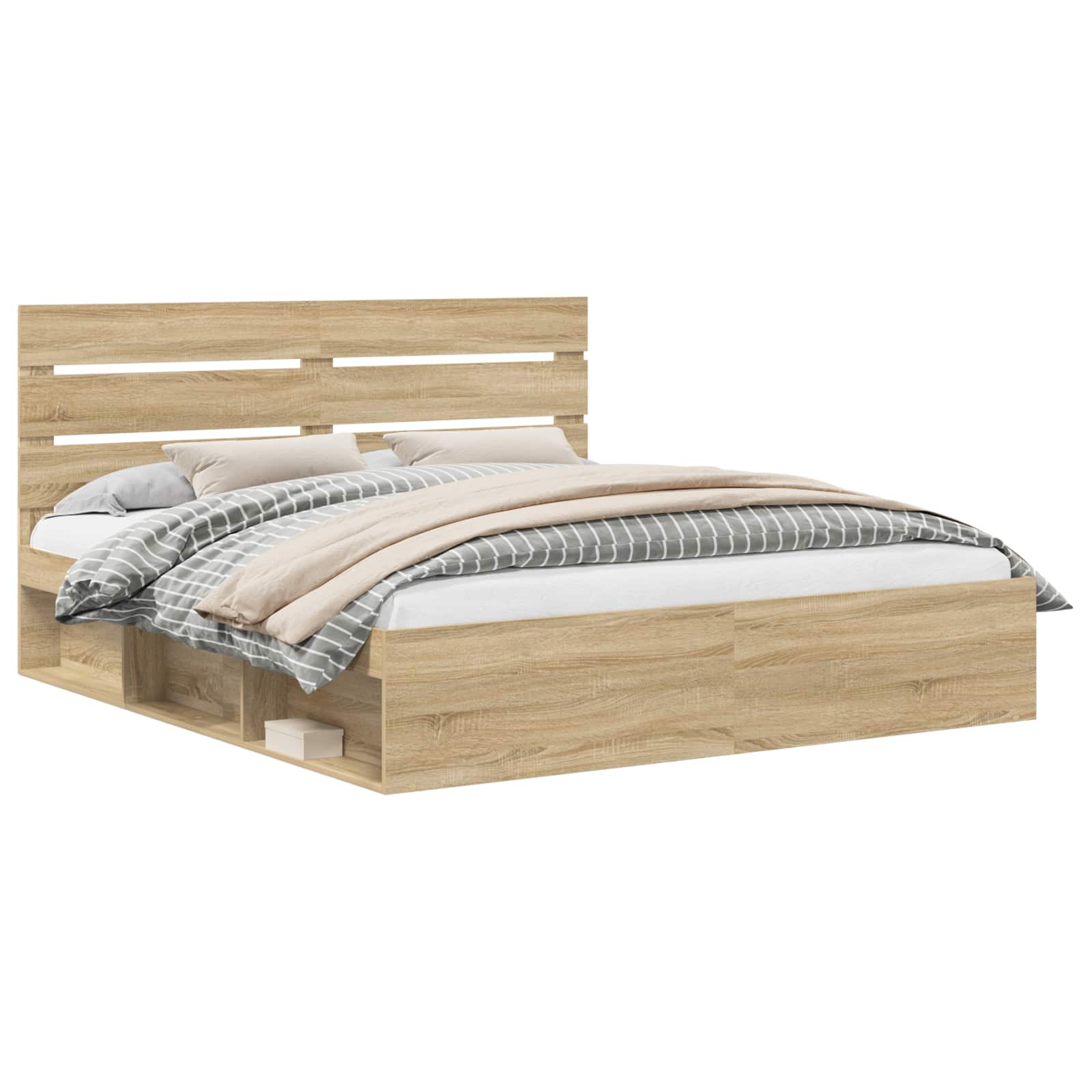 Bedframe met hoofdeinde Sonoma 200 x 200 cm Massief grenenhout is nu te koop bij PeponiXL, paradijselijk wonen!