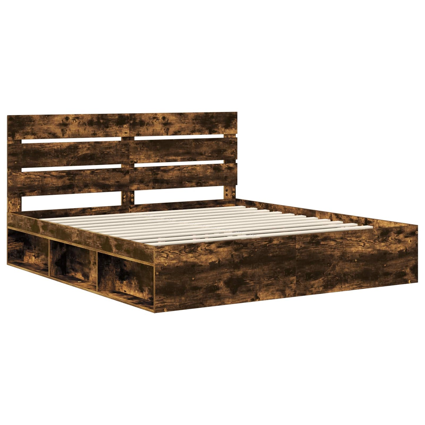 Bedframe Gerookt eiken 200 x 200 cm Massief grenenhout is nu te koop bij PeponiXL, paradijselijk wonen!