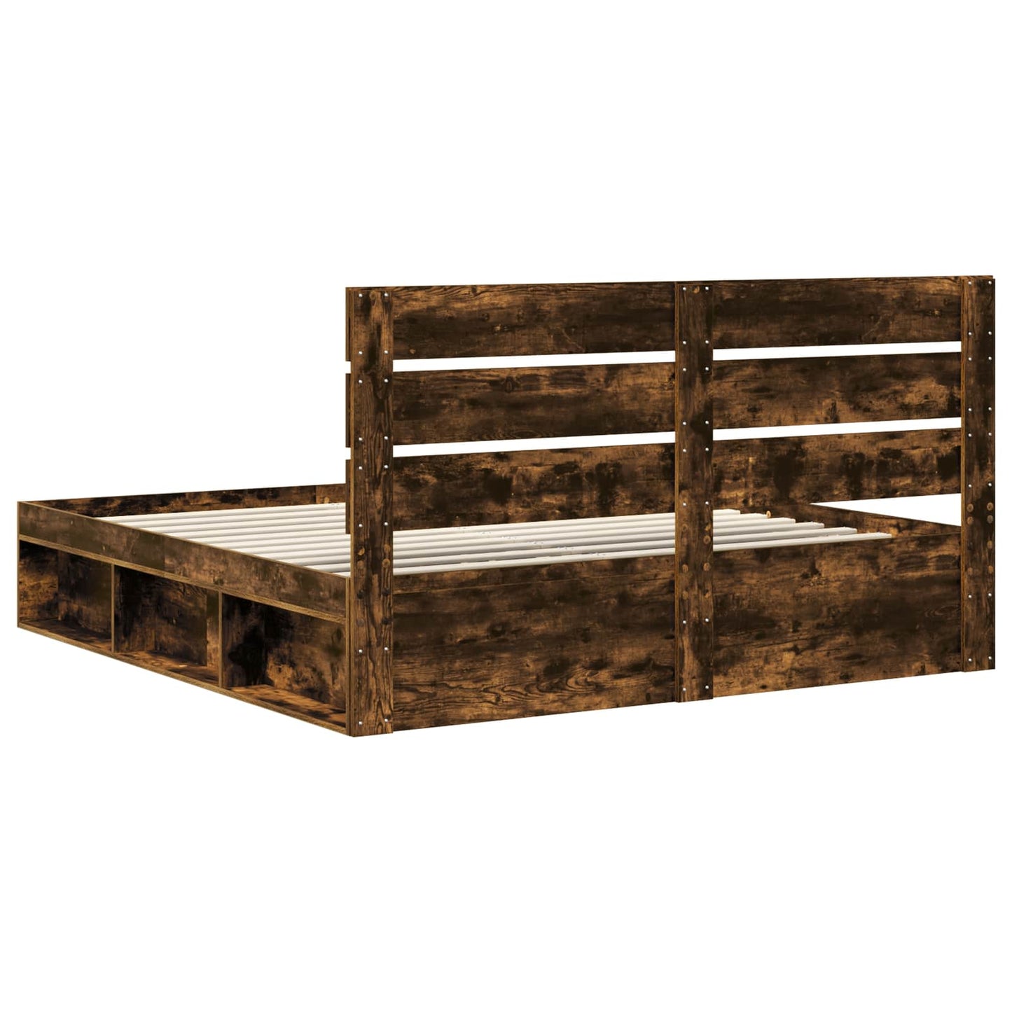 Bedframe Gerookt eiken 200 x 200 cm Massief grenenhout is nu te koop bij PeponiXL, paradijselijk wonen!