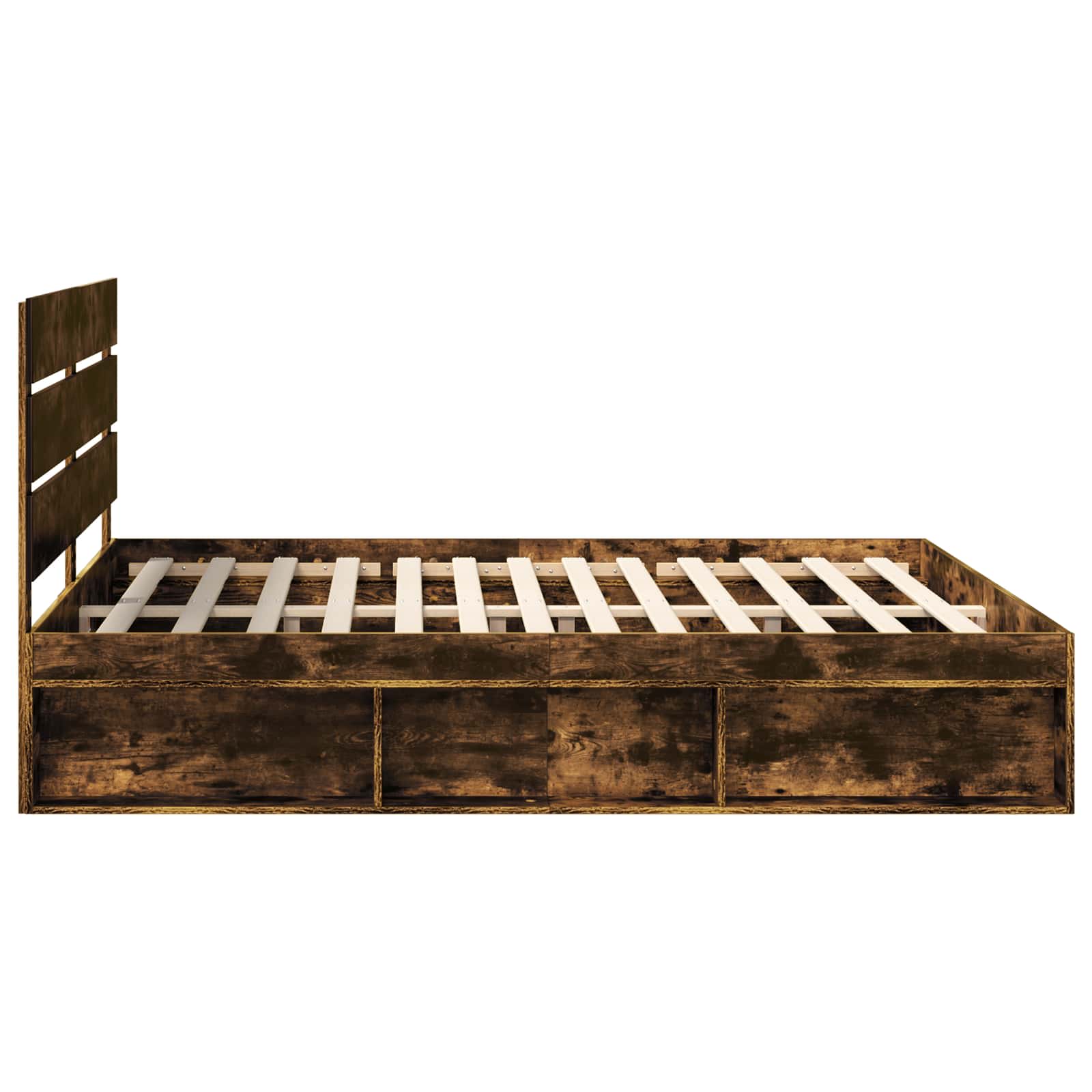 Bedframe Gerookt eiken 200 x 200 cm Massief grenenhout is nu te koop bij PeponiXL, paradijselijk wonen!