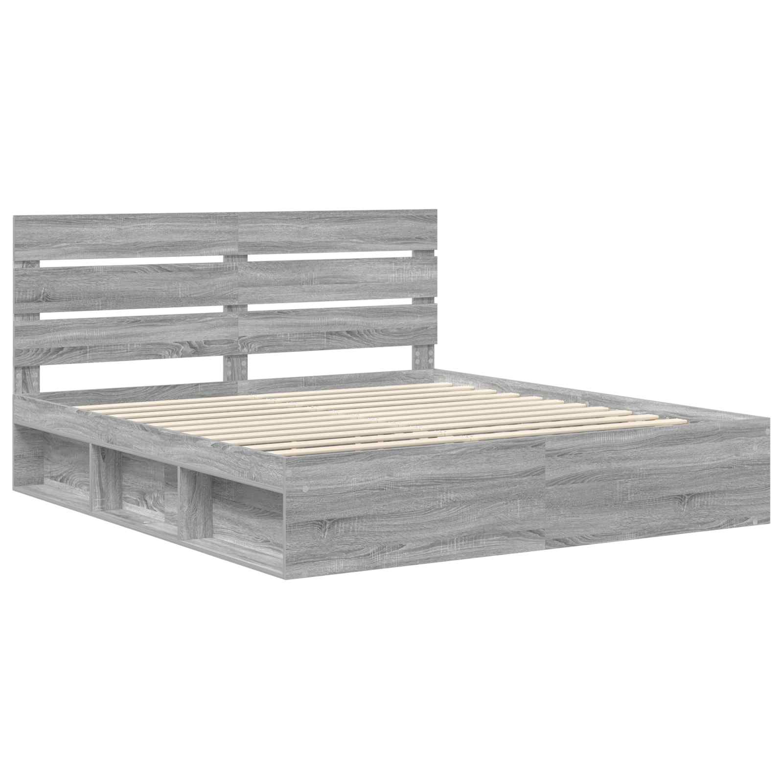 Bedframe Grijs Sonoma 200 x 200 cm Massief grenenhout is nu te koop bij PeponiXL, paradijselijk wonen!