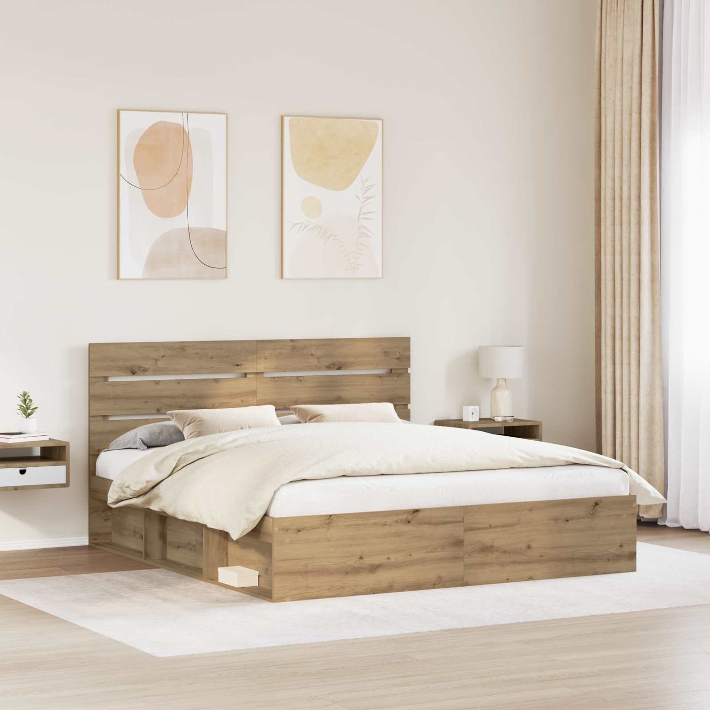 Bedframe Ambachtelijk eiken 200 x 200 cm Massief grenenhout