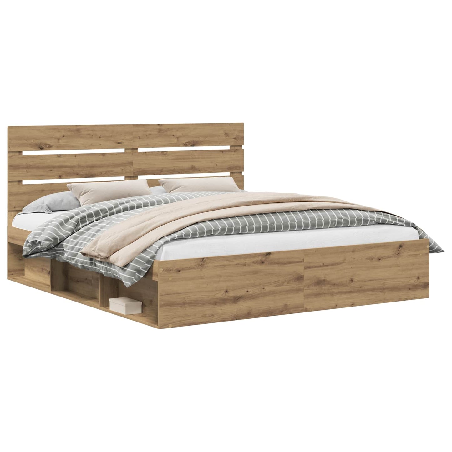 Bedframe Ambachtelijk eiken 200 x 200 cm Massief grenenhout