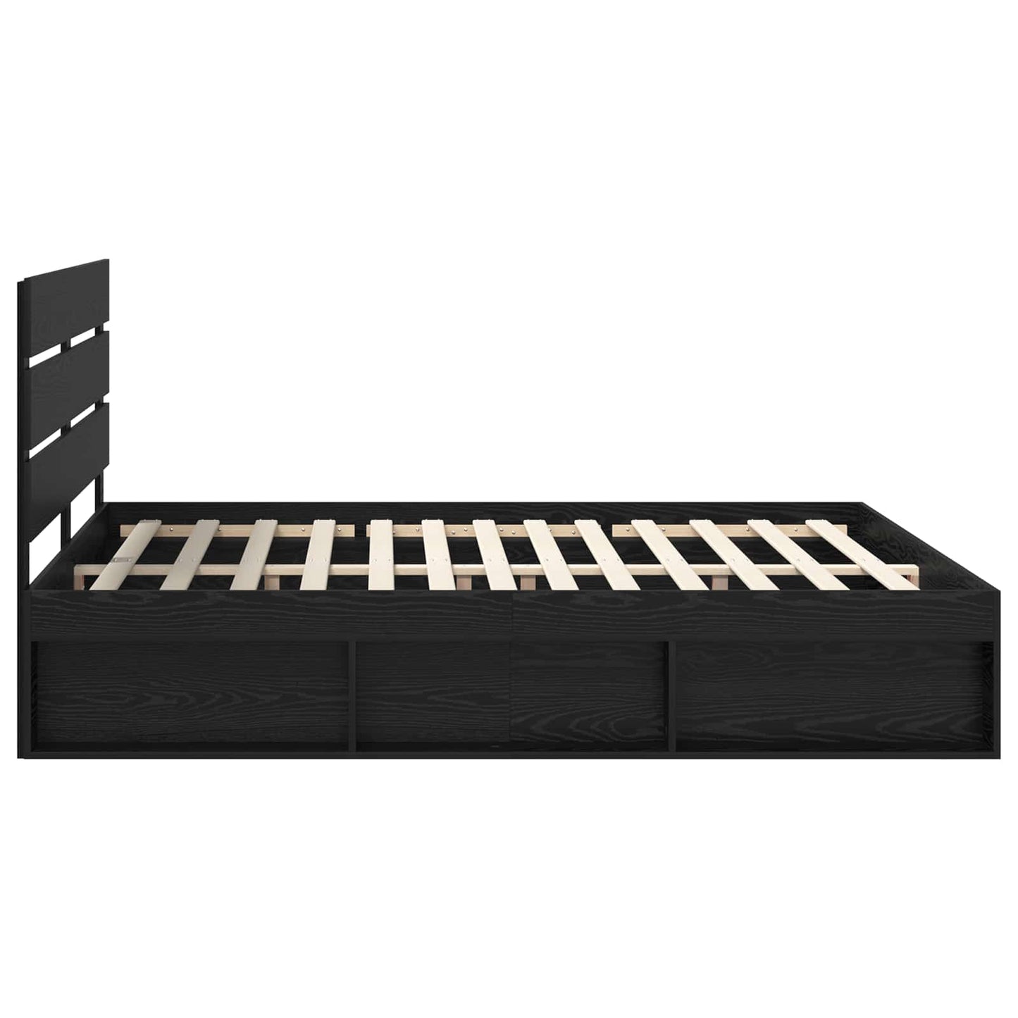 Bedframe met hoofdeinde Zwart 180 x 200 cm Massief grenenhout