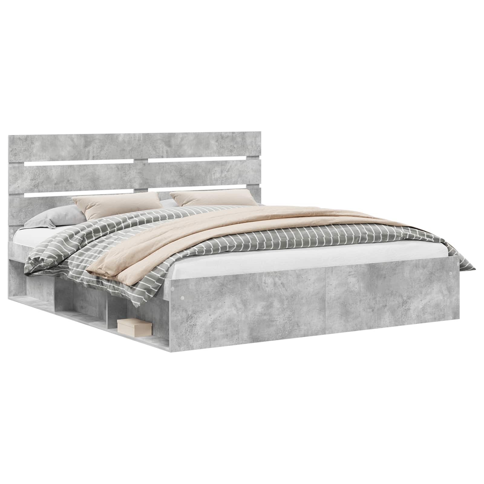 Bedframe met hoofdeinde Beton 180 x 200 cm Massief grenenhout is nu te koop bij PeponiXL, paradijselijk wonen!