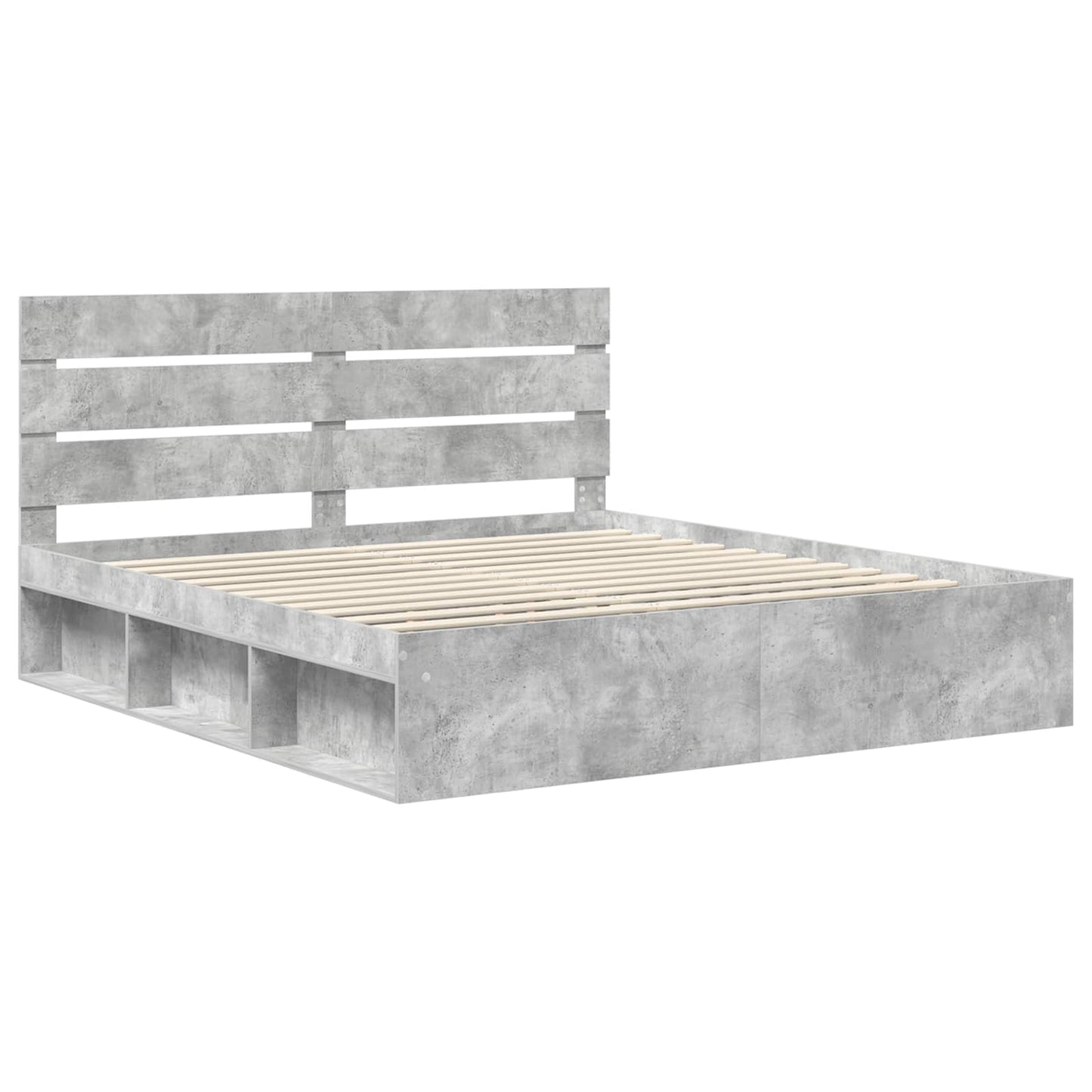 Bedframe met hoofdeinde Beton 180 x 200 cm Massief grenenhout is nu te koop bij PeponiXL, paradijselijk wonen!