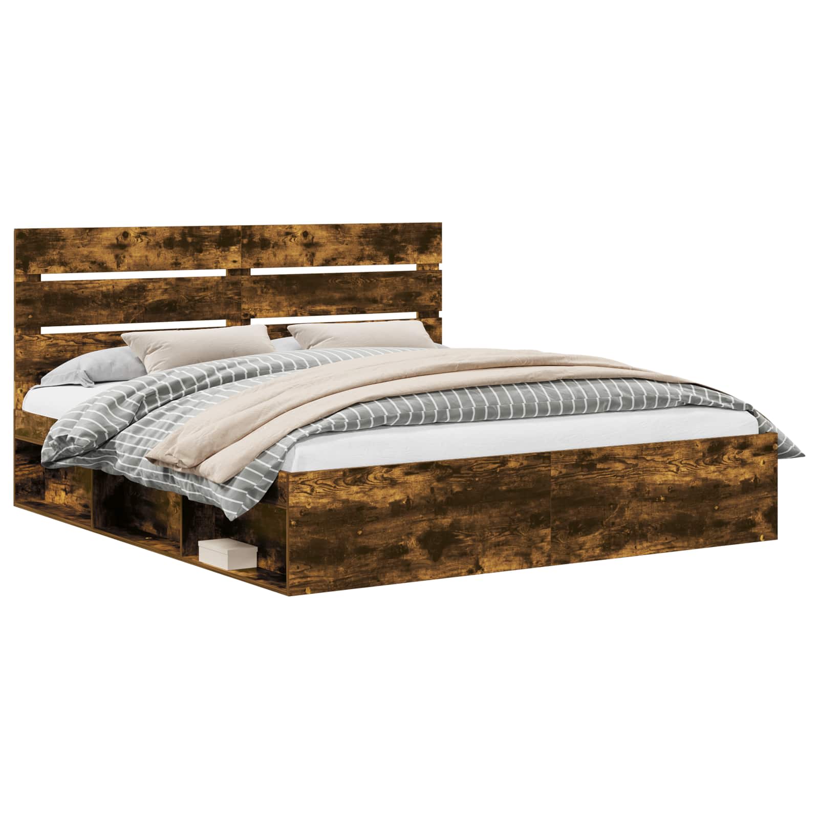 Bedframe Gerookt eiken 180 x 200 cm Massief grenenhout is nu te koop bij PeponiXL, paradijselijk wonen!