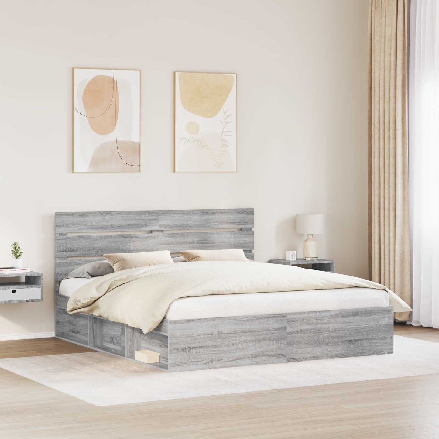 Bedframe Grijs Sonoma 180 x 200 cm Massief grenenhout is nu te koop bij PeponiXL, paradijselijk wonen!