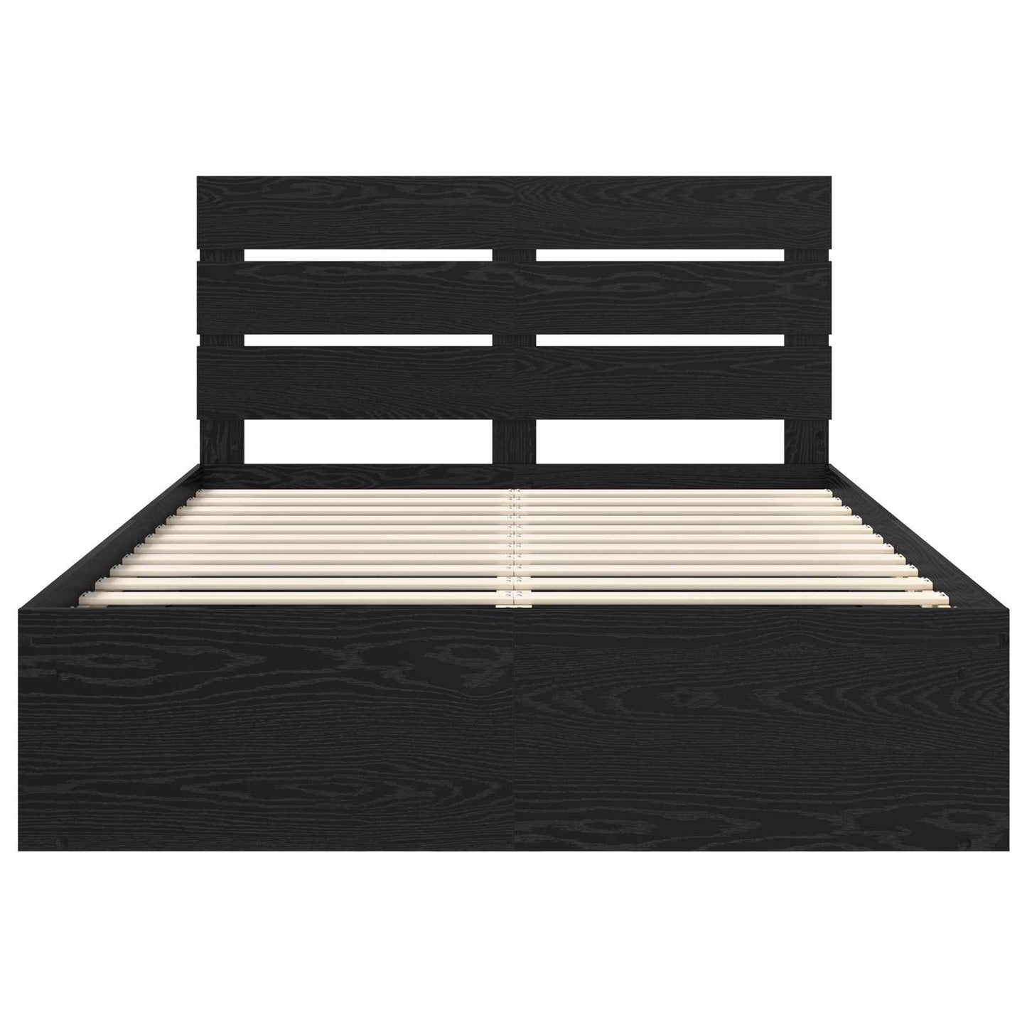 Bedframe met hoofdeinde Zwart 160 x 200 cm Massief grenenhout is nu te koop bij PeponiXL, paradijselijk wonen!