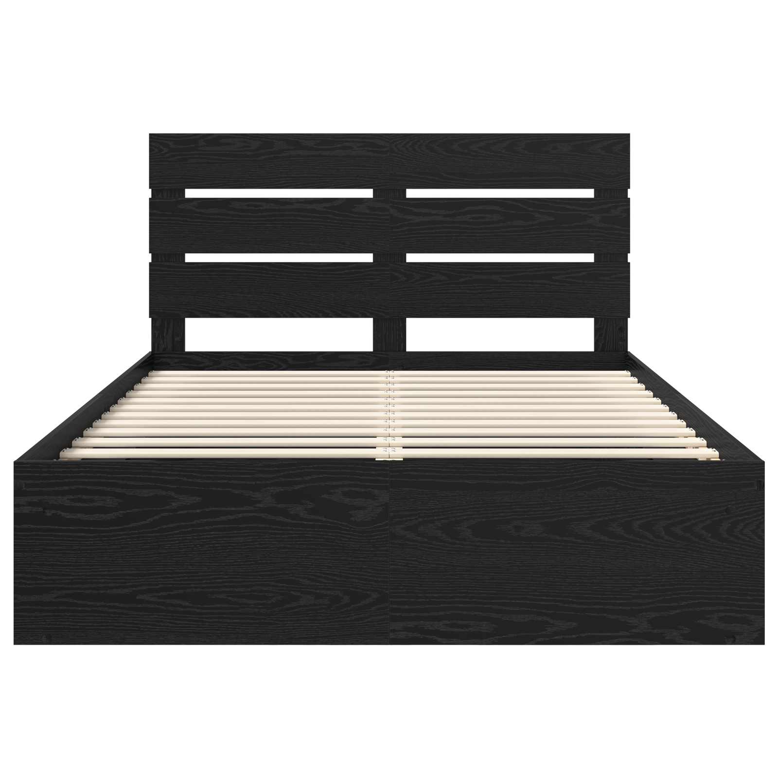 Bedframe met hoofdeinde Zwart 160 x 200 cm Massief grenenhout is nu te koop bij PeponiXL, paradijselijk wonen!