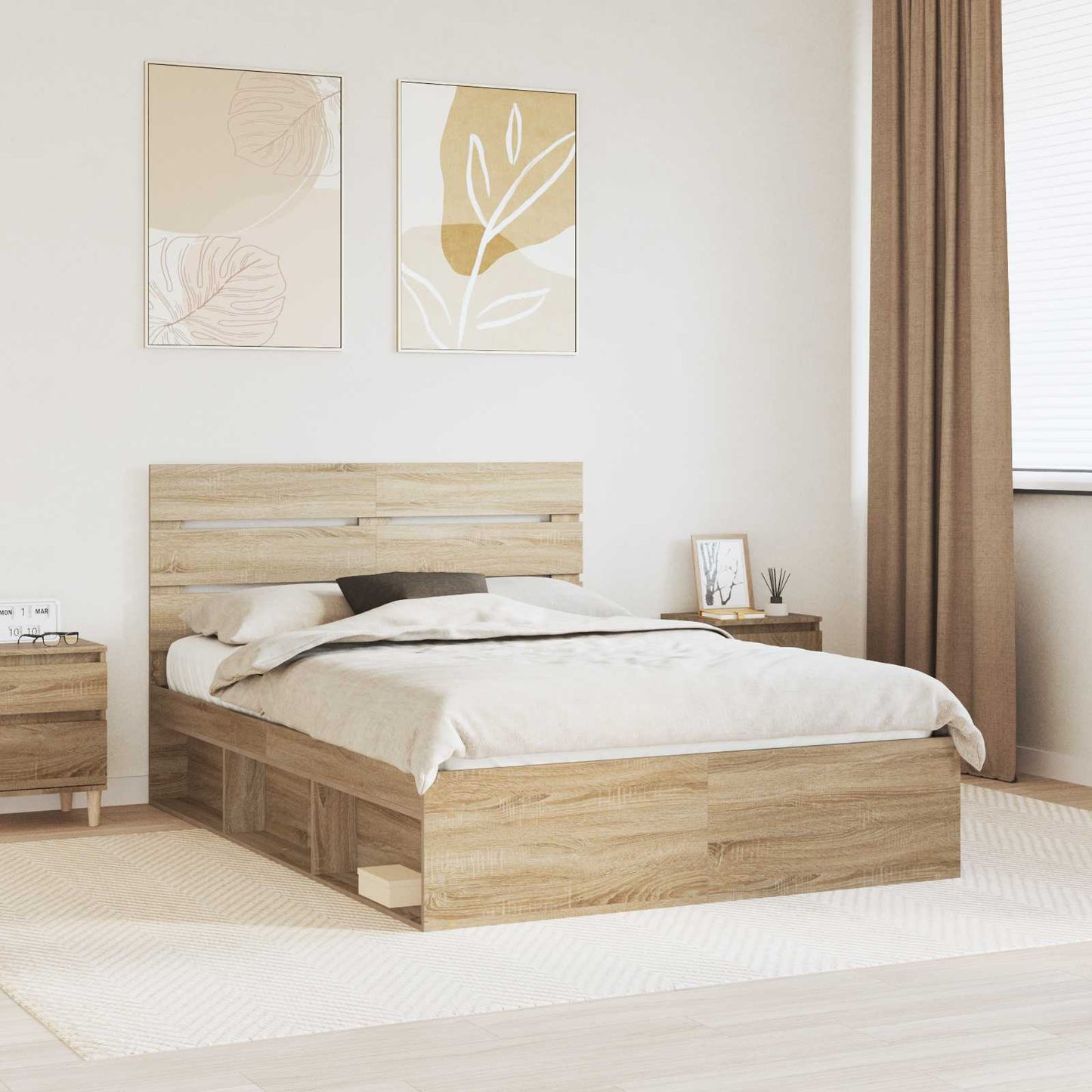 Bedframe met hoofdeinde Sonoma 160 x 200 cm Massief grenenhout is nu te koop bij PeponiXL, paradijselijk wonen!