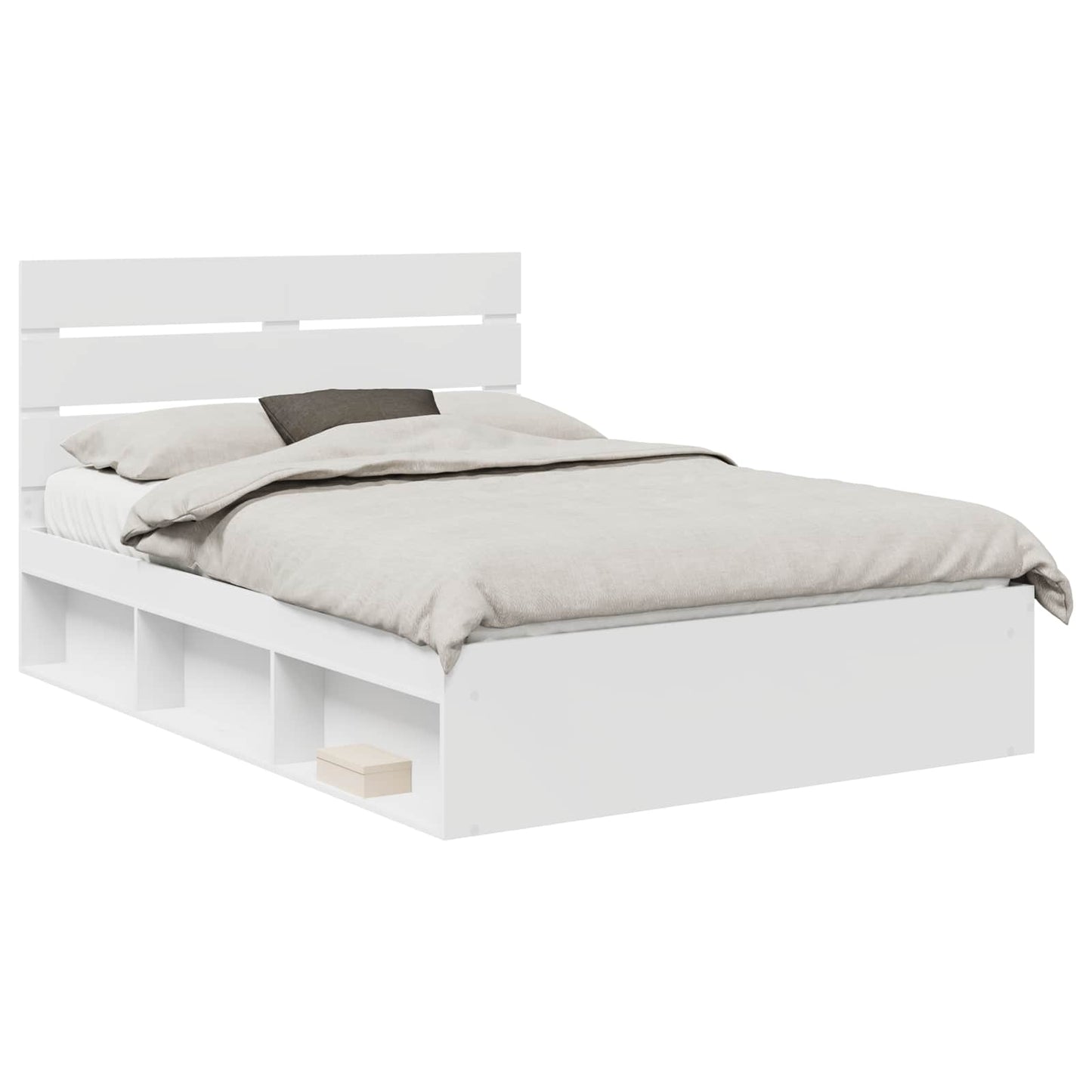 Bedframe met hoofdeinde Wit 150 x 200 cm Massief grenenhout is nu te koop bij PeponiXL, paradijselijk wonen!