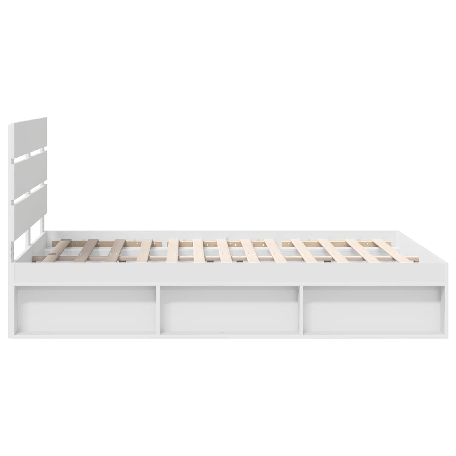 Bedframe met hoofdeinde Wit 150 x 200 cm Massief grenenhout is nu te koop bij PeponiXL, paradijselijk wonen!