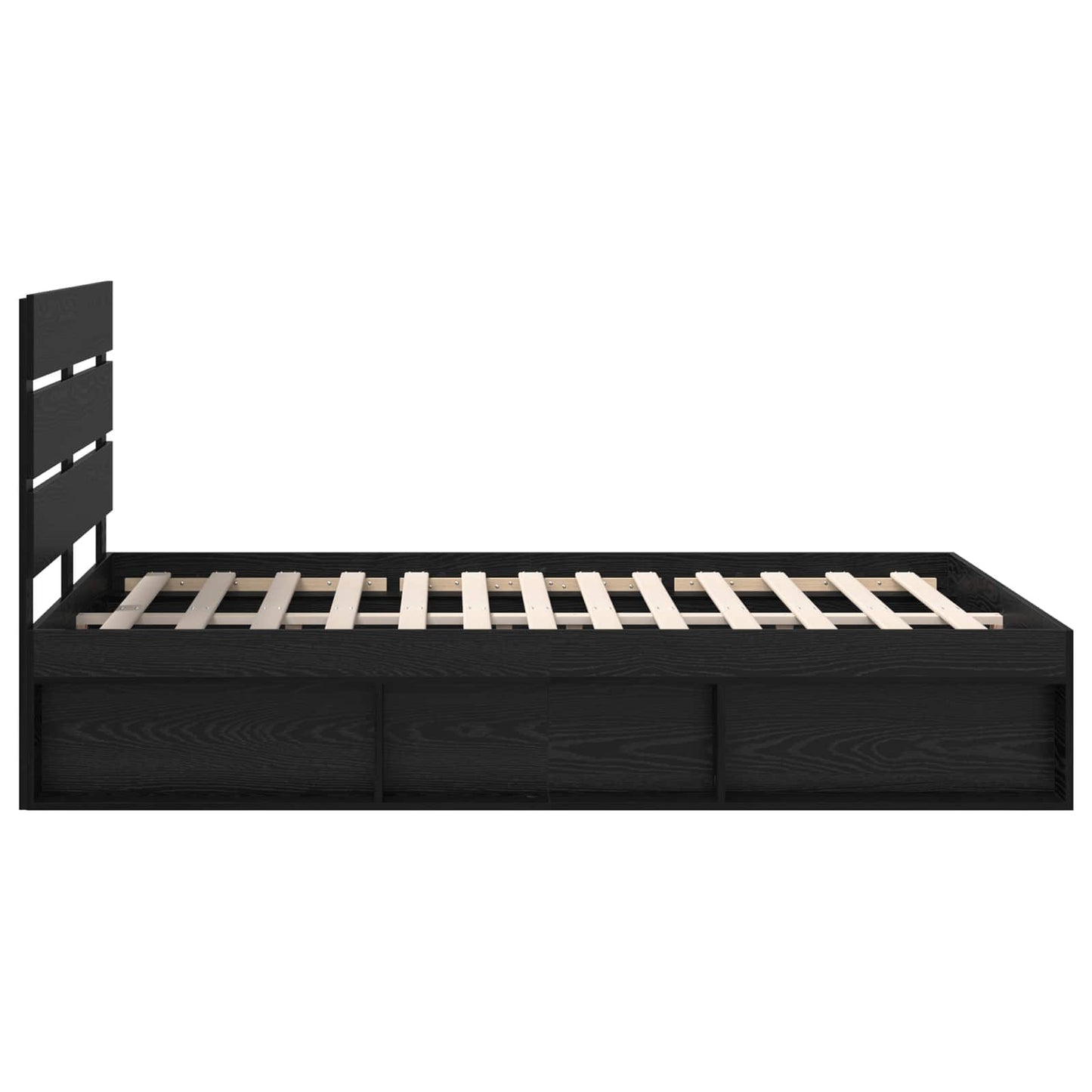Bedframe met hoofdeinde Zwart 150 x 200 cm Massief grenenhout is nu te koop bij PeponiXL, paradijselijk wonen!