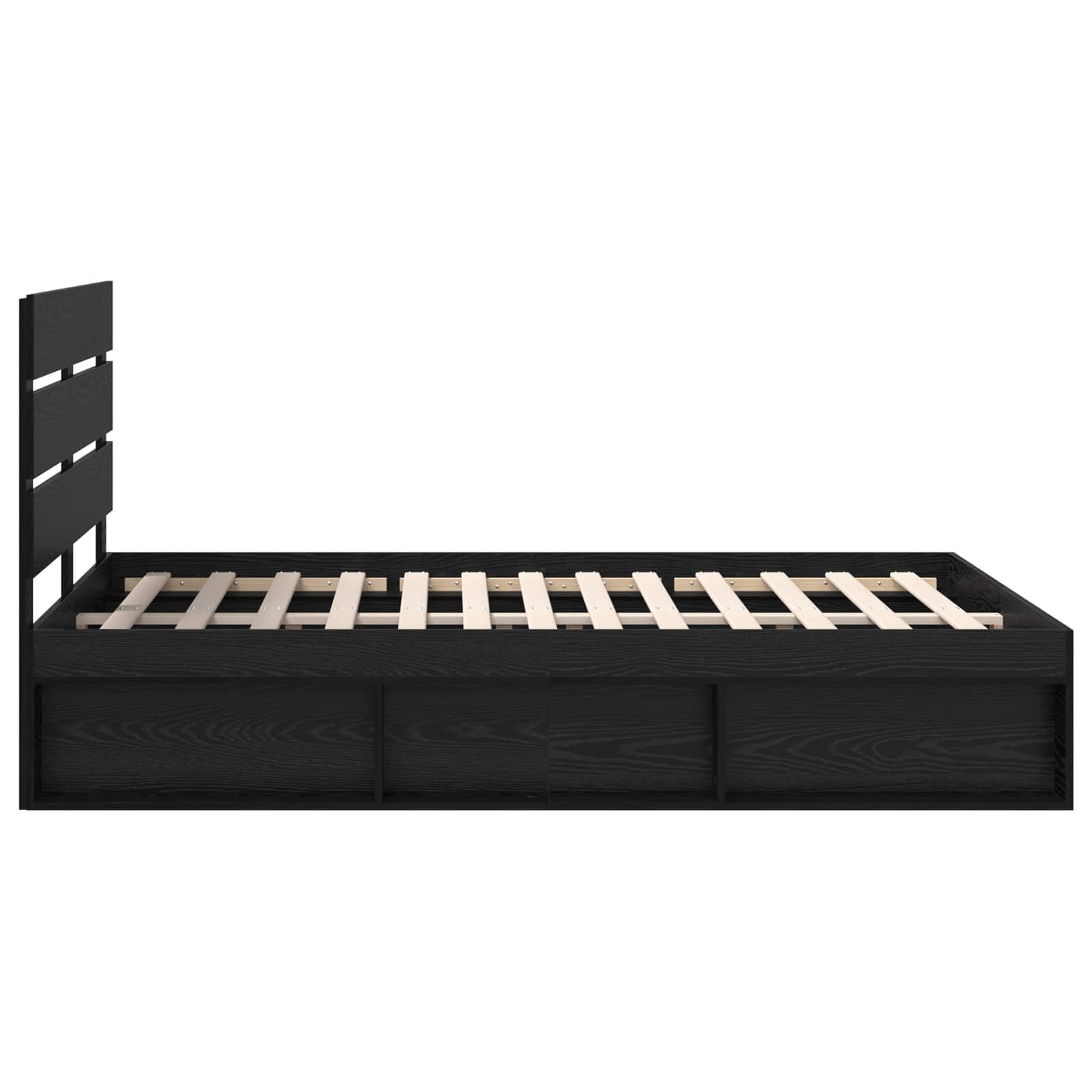 Bedframe met hoofdeinde Zwart 150 x 200 cm Massief grenenhout is nu te koop bij PeponiXL, paradijselijk wonen!