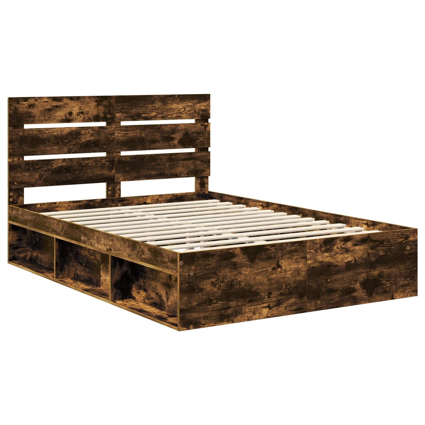 Bedframe Gerookt eiken 150 x 200 cm Massief grenenhout is nu te koop bij PeponiXL, paradijselijk wonen!