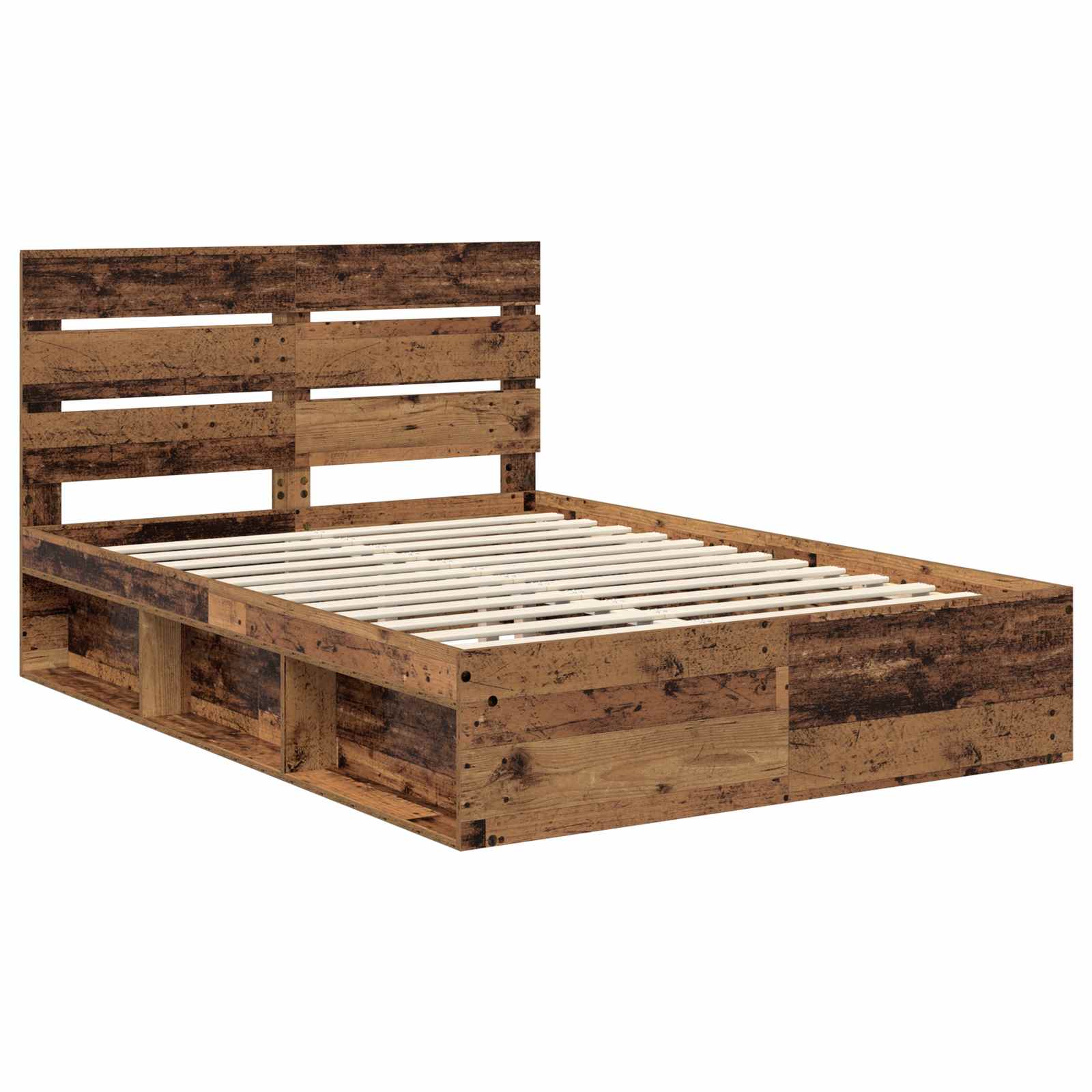 Bedframe met hoofdeinde Oudhout 150 x 200 cm Massief grenenhout is nu te koop bij PeponiXL, paradijselijk wonen!