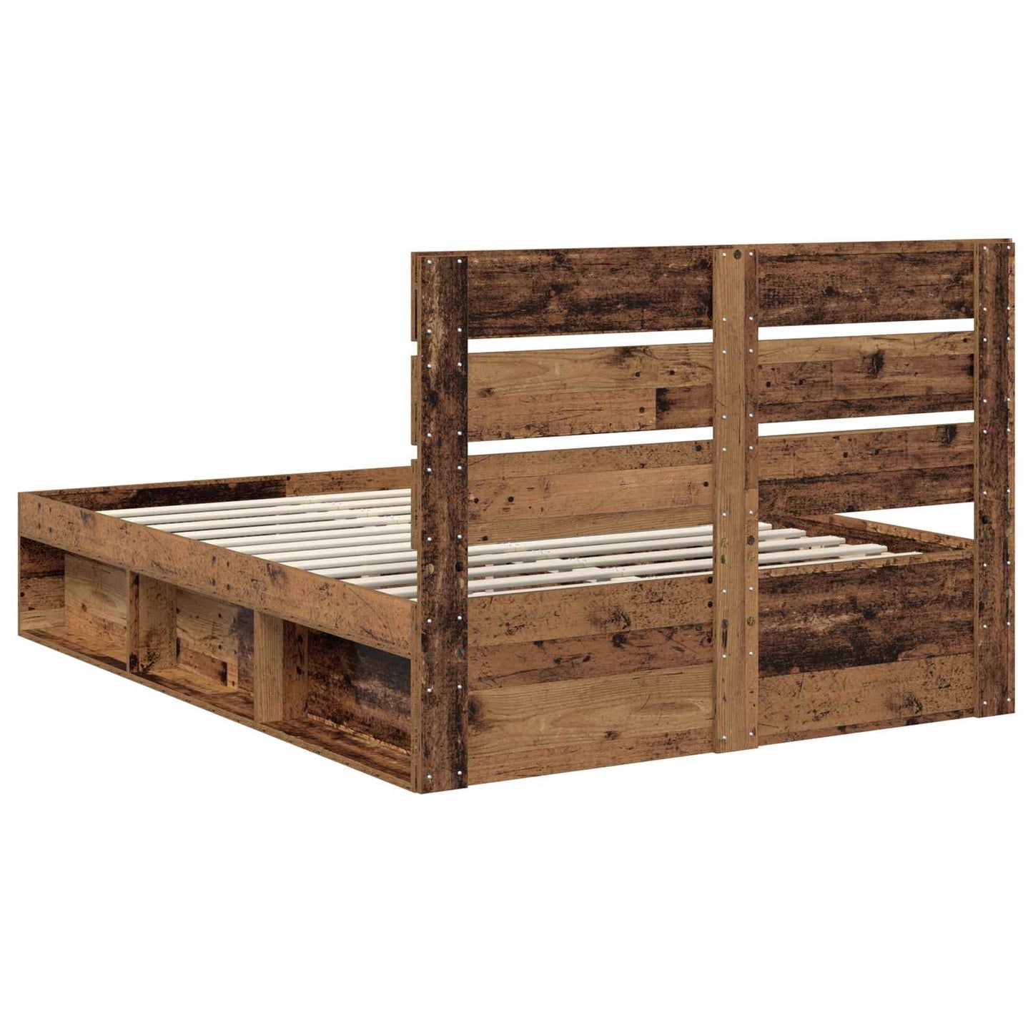 Bedframe met hoofdeinde Oudhout 150 x 200 cm Massief grenenhout is nu te koop bij PeponiXL, paradijselijk wonen!