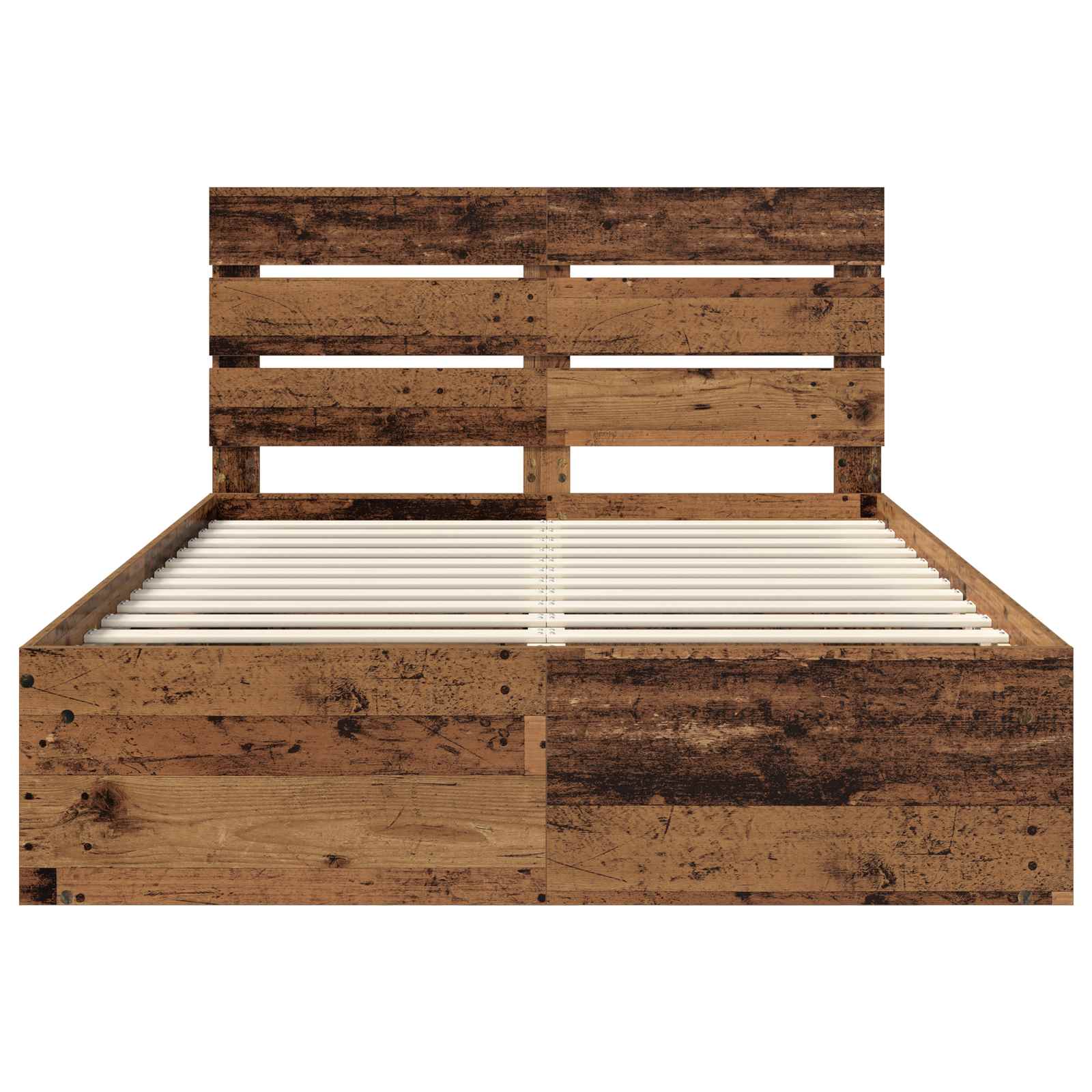 Bedframe met hoofdeinde Oudhout 150 x 200 cm Massief grenenhout is nu te koop bij PeponiXL, paradijselijk wonen!