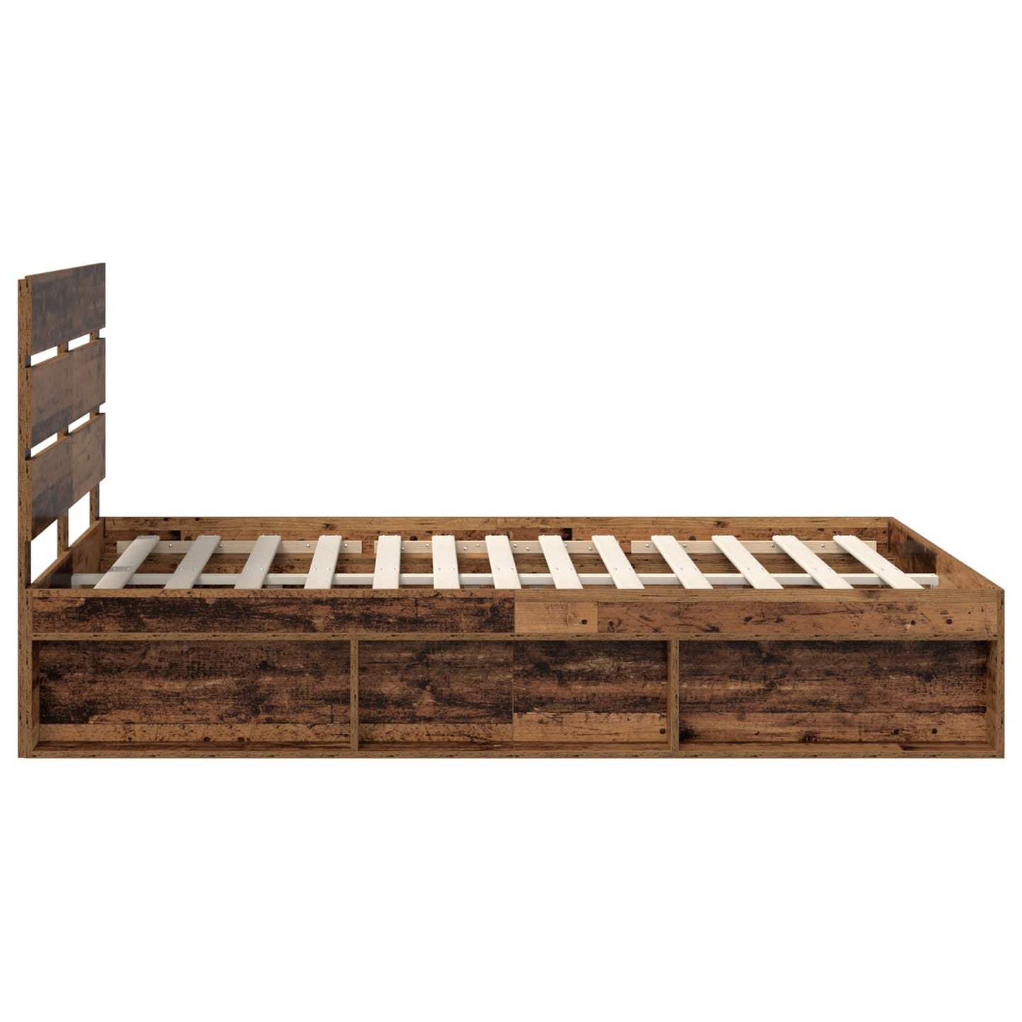 Bedframe met hoofdeinde Oudhout 150 x 200 cm Massief grenenhout is nu te koop bij PeponiXL, paradijselijk wonen!