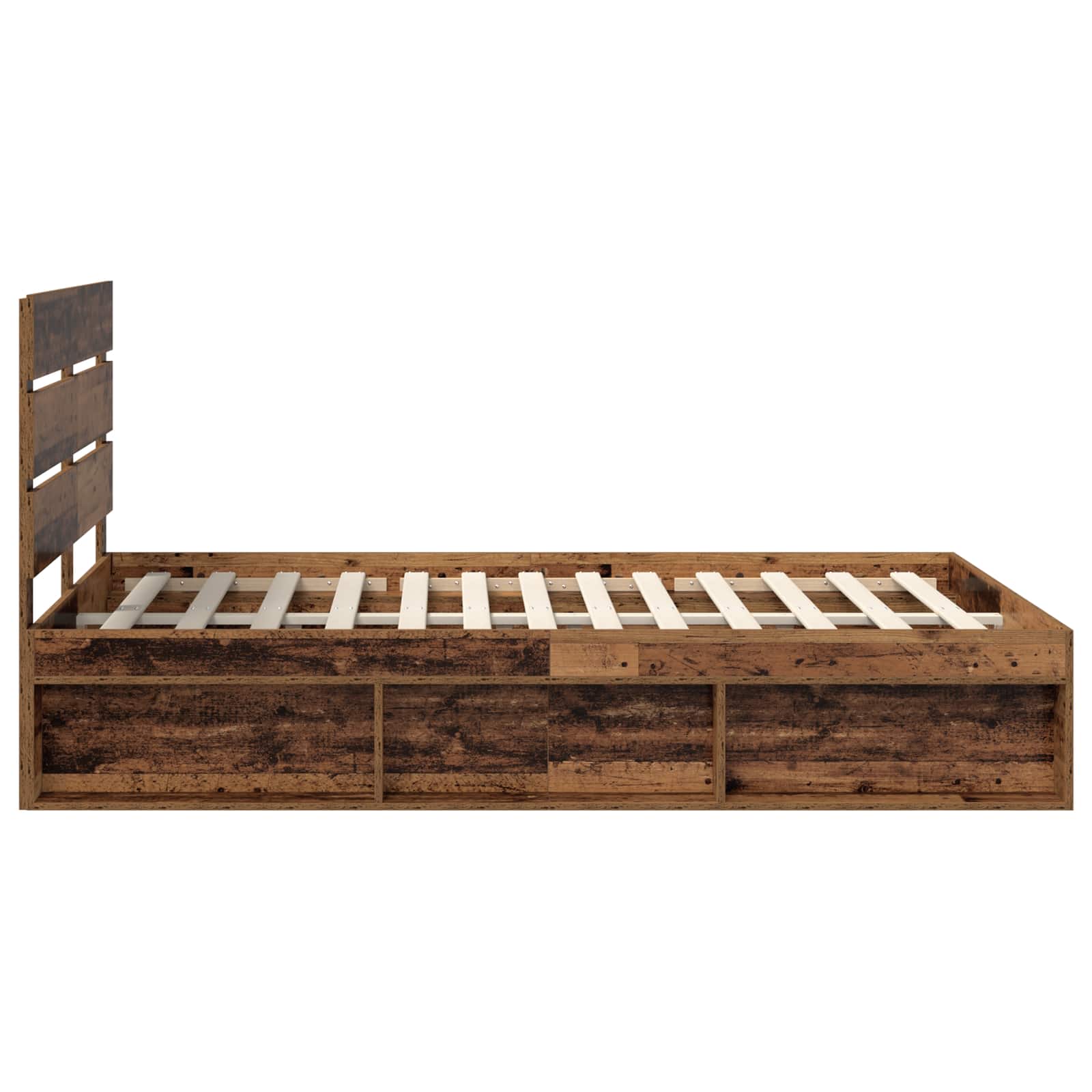 Bedframe met hoofdeinde Oudhout 150 x 200 cm Massief grenenhout is nu te koop bij PeponiXL, paradijselijk wonen!