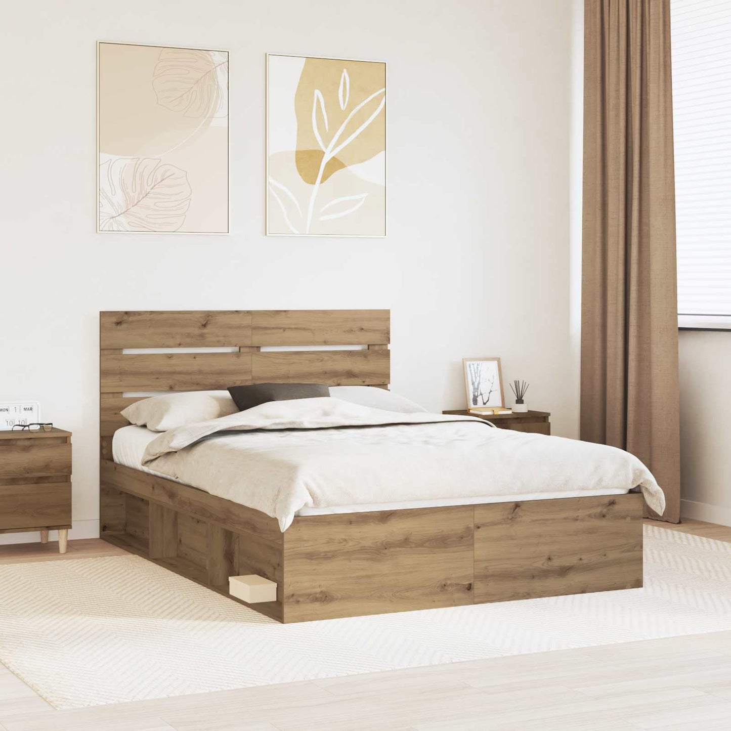 Bedframe Ambachtelijk eiken 150 x 200 cm Massief grenenhout is nu te koop bij PeponiXL, paradijselijk wonen!