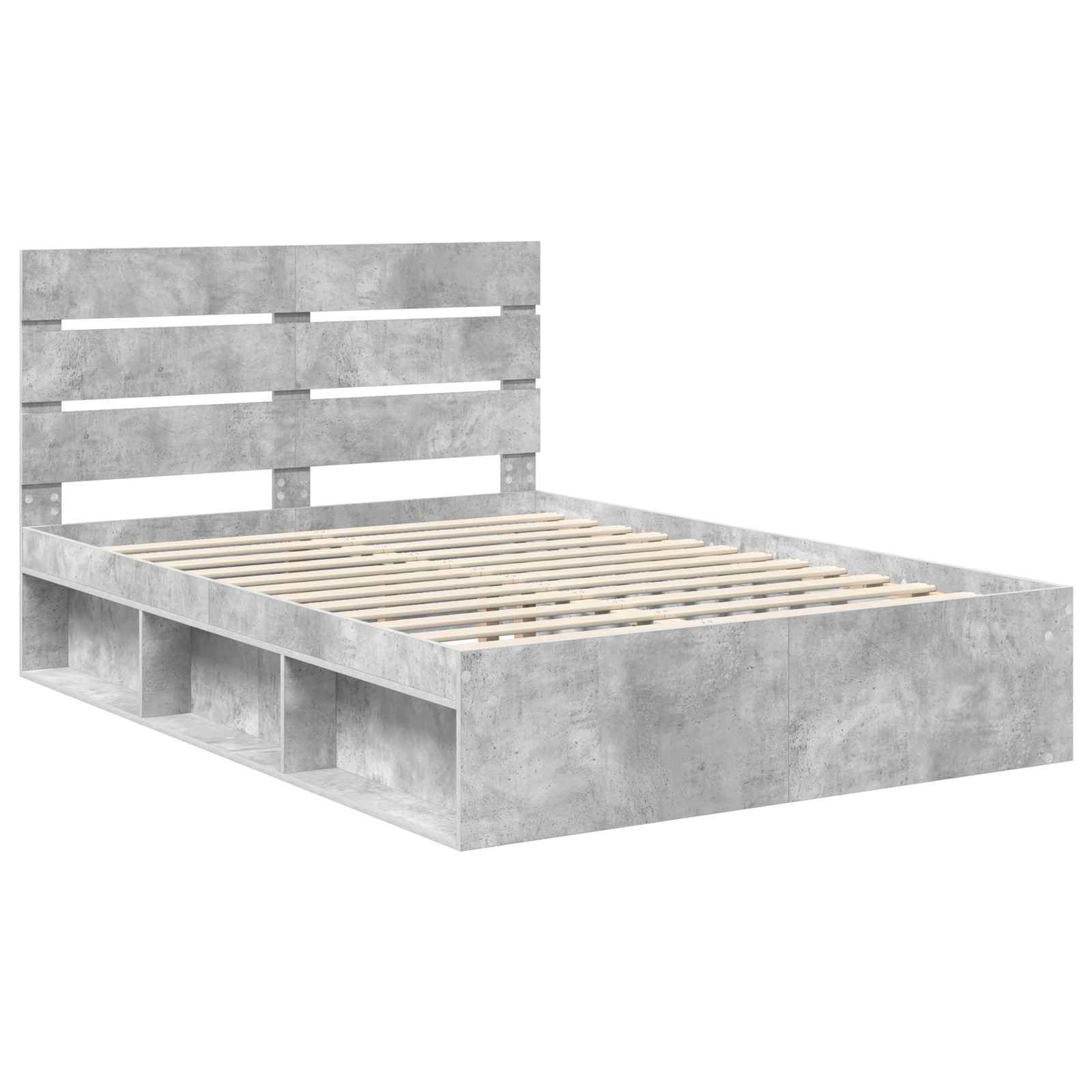 Bedframe met hoofdeinde Beton 140 x 200 cm Massief grenenhout is nu te koop bij PeponiXL, paradijselijk wonen!