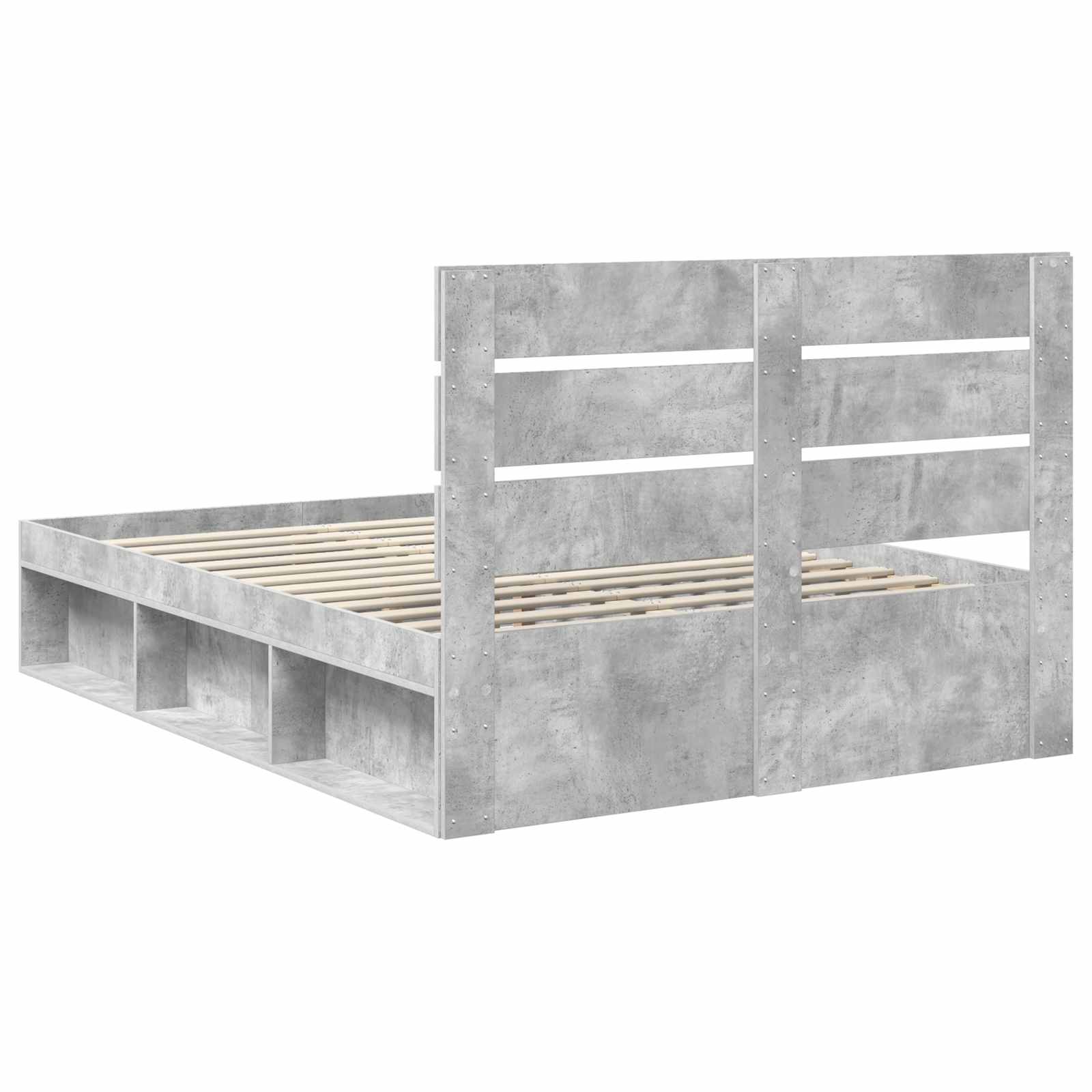 Bedframe met hoofdeinde Beton 140 x 200 cm Massief grenenhout is nu te koop bij PeponiXL, paradijselijk wonen!