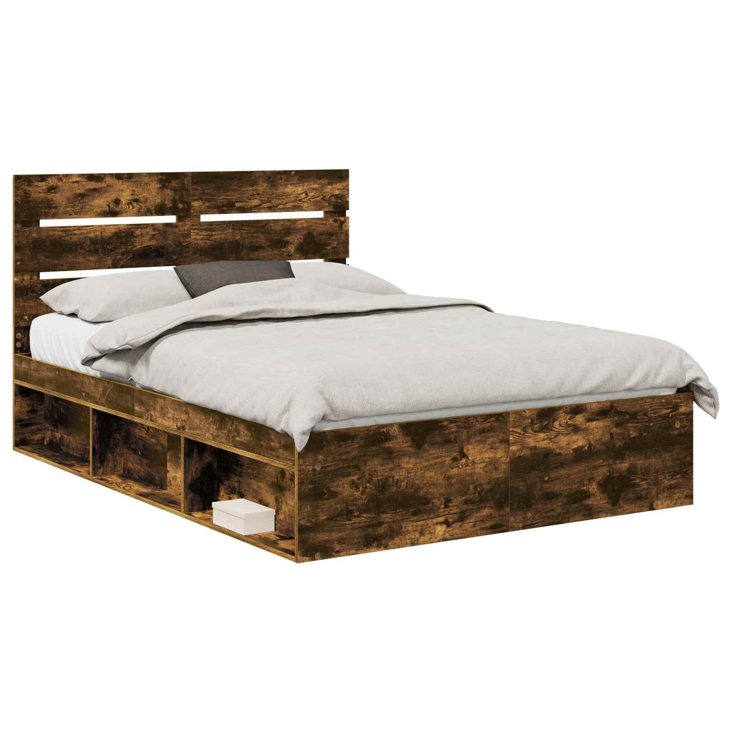 Bedframe Gerookt eiken 140 x 200 cm Massief grenenhout is nu te koop bij PeponiXL, paradijselijk wonen!