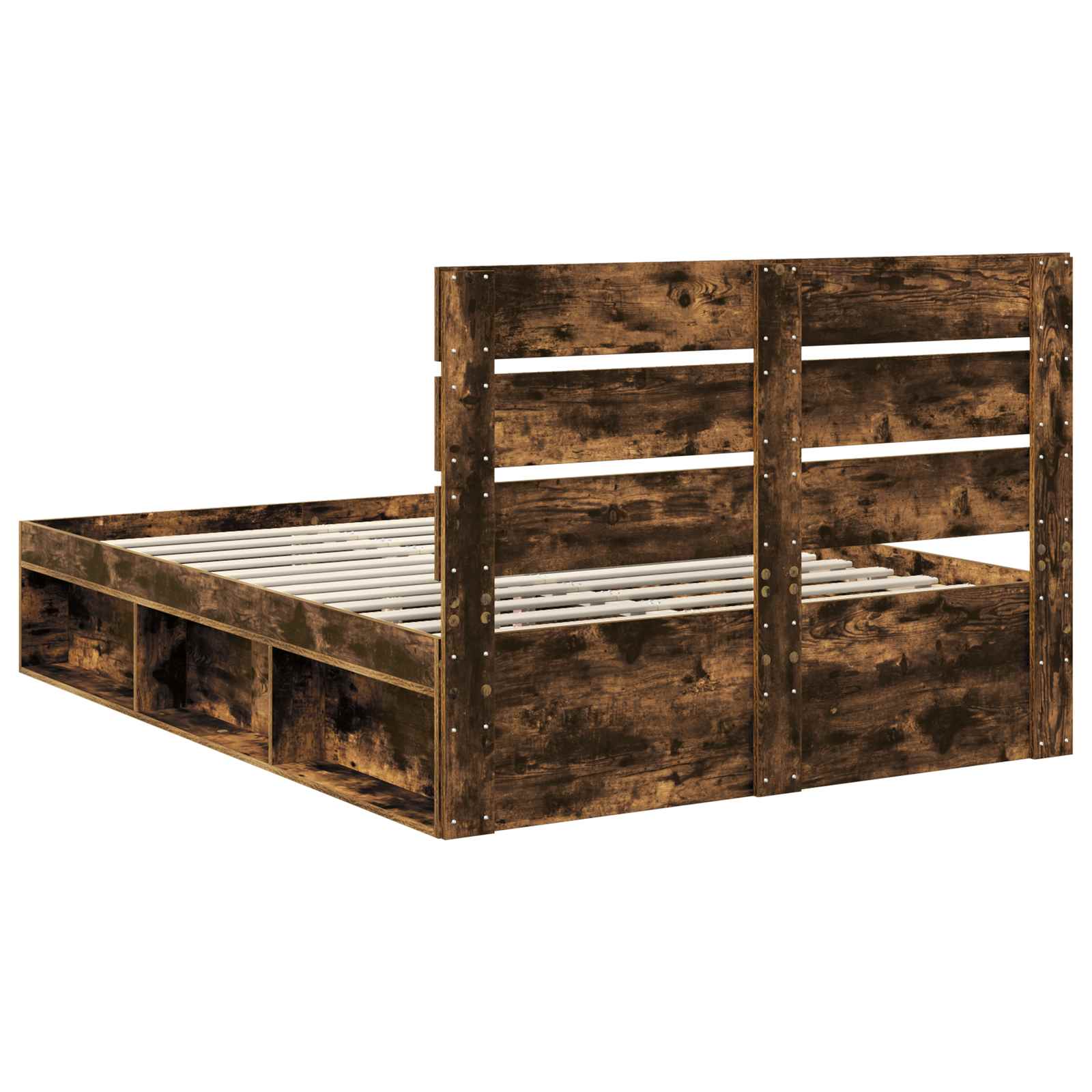 Bedframe Gerookt eiken 140 x 200 cm Massief grenenhout is nu te koop bij PeponiXL, paradijselijk wonen!