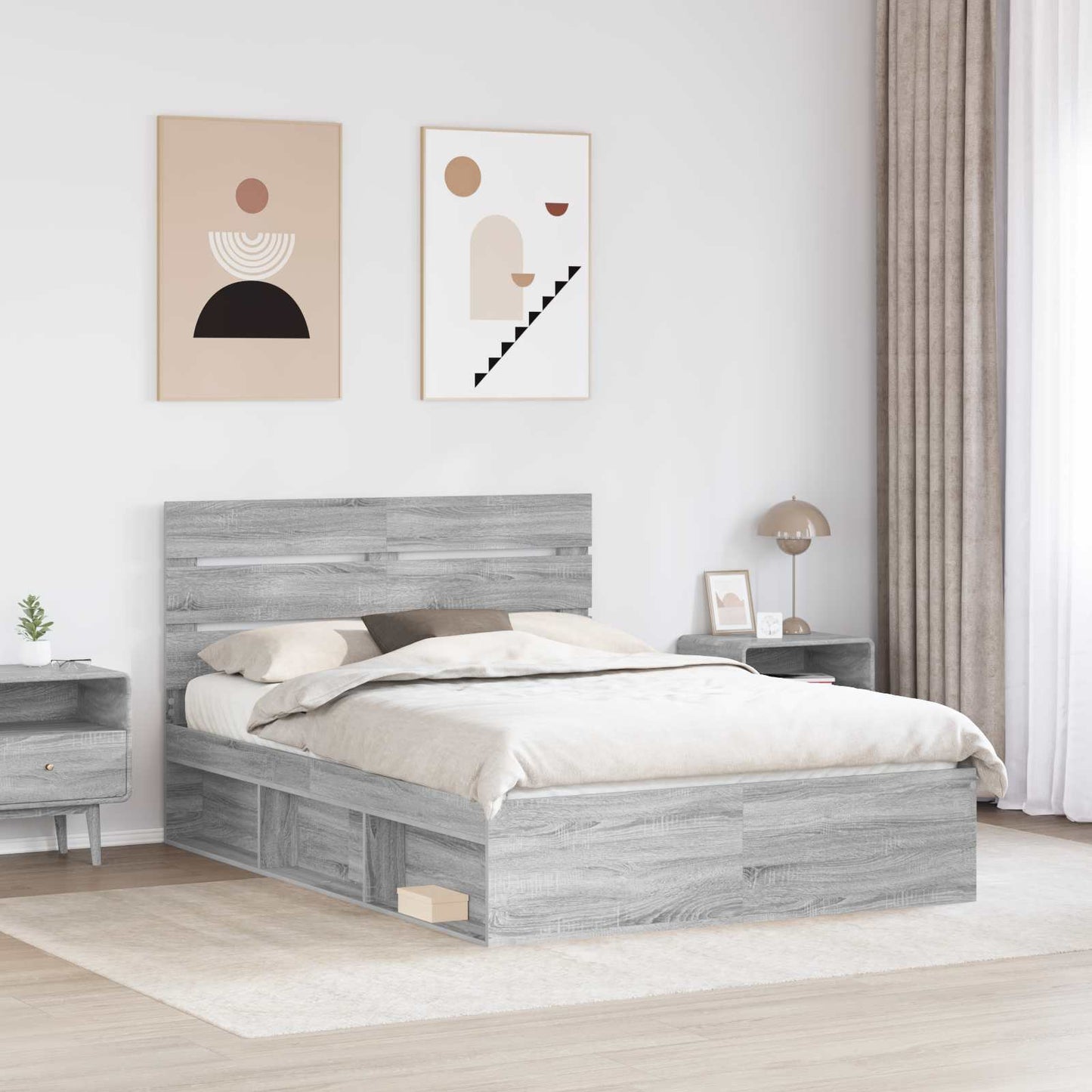 Bedframe Grijs Sonoma 140 x 200 cm Massief grenenhout is nu te koop bij PeponiXL, paradijselijk wonen!