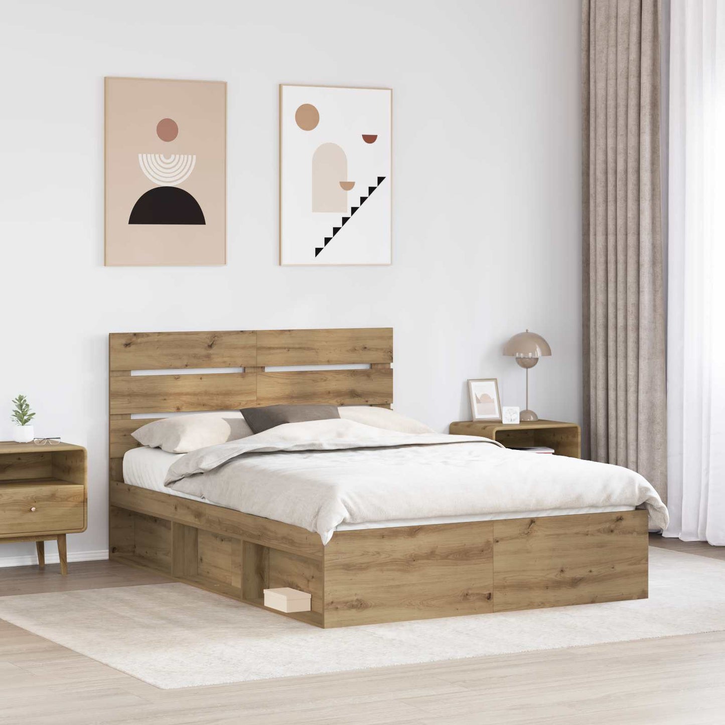 Bedframe Ambachtelijk eiken 140 x 200 cm Massief grenenhout is nu te koop bij PeponiXL, paradijselijk wonen!