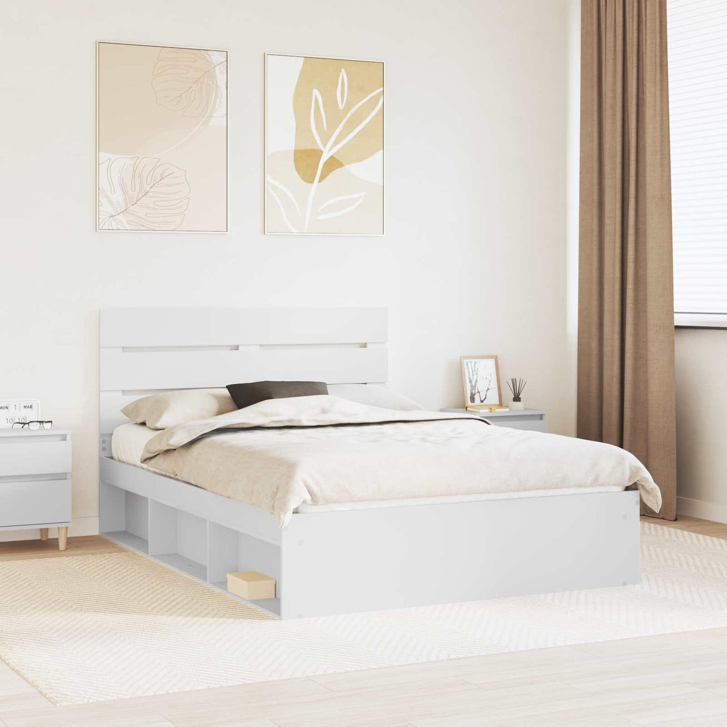 Bedframe met hoofdeinde Wit 140 x 190 cm Massief grenenhout is nu te koop bij PeponiXL, paradijselijk wonen!